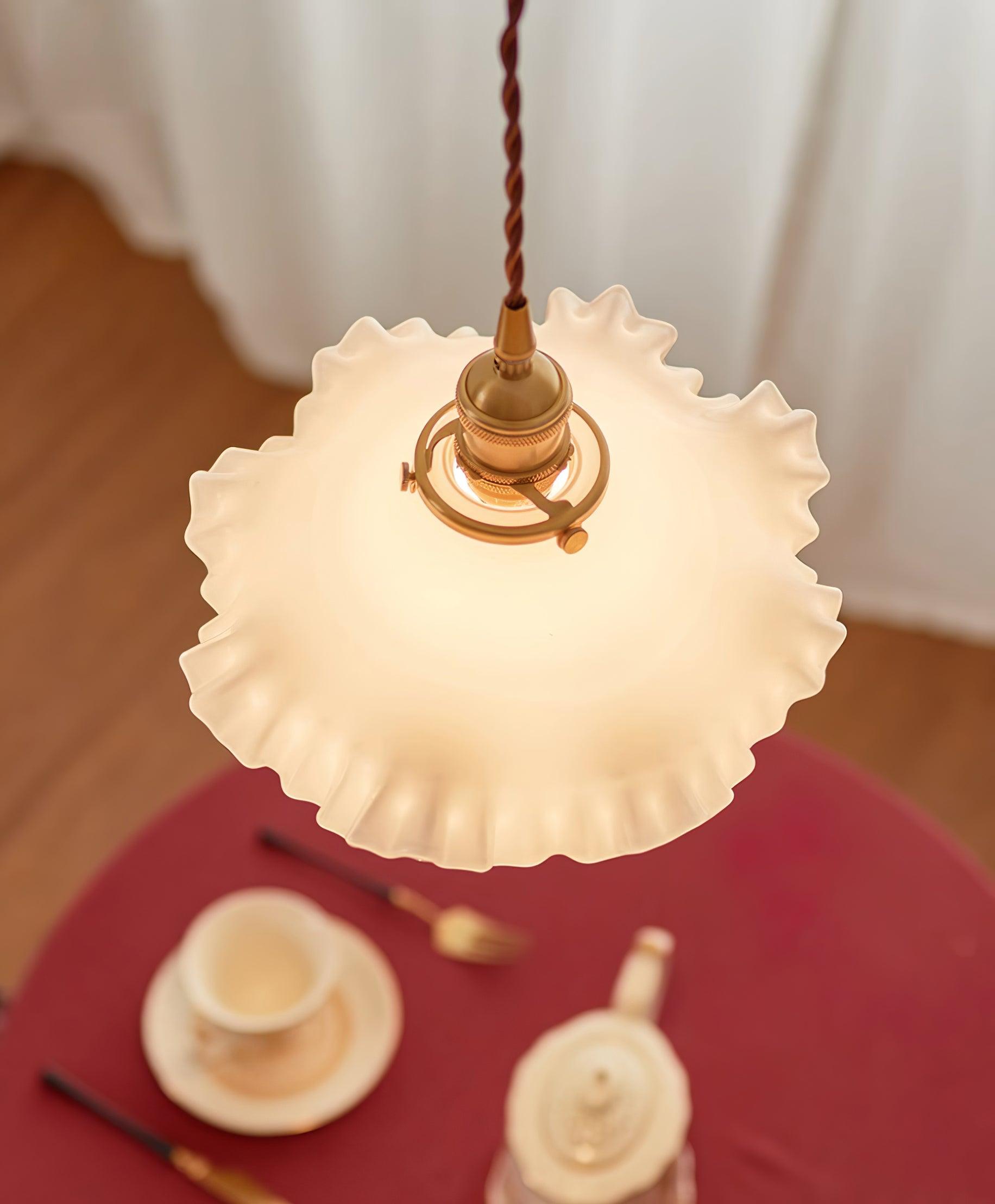 Iris Suspension Verre Abat-jour Volant Laiton
