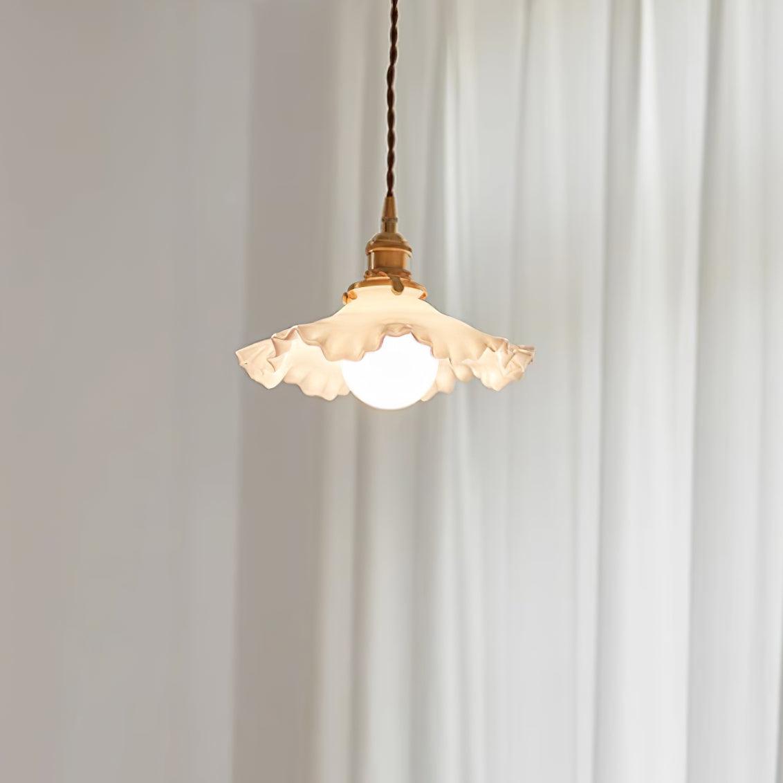 Iris Suspension Verre Abat-jour Volant Laiton