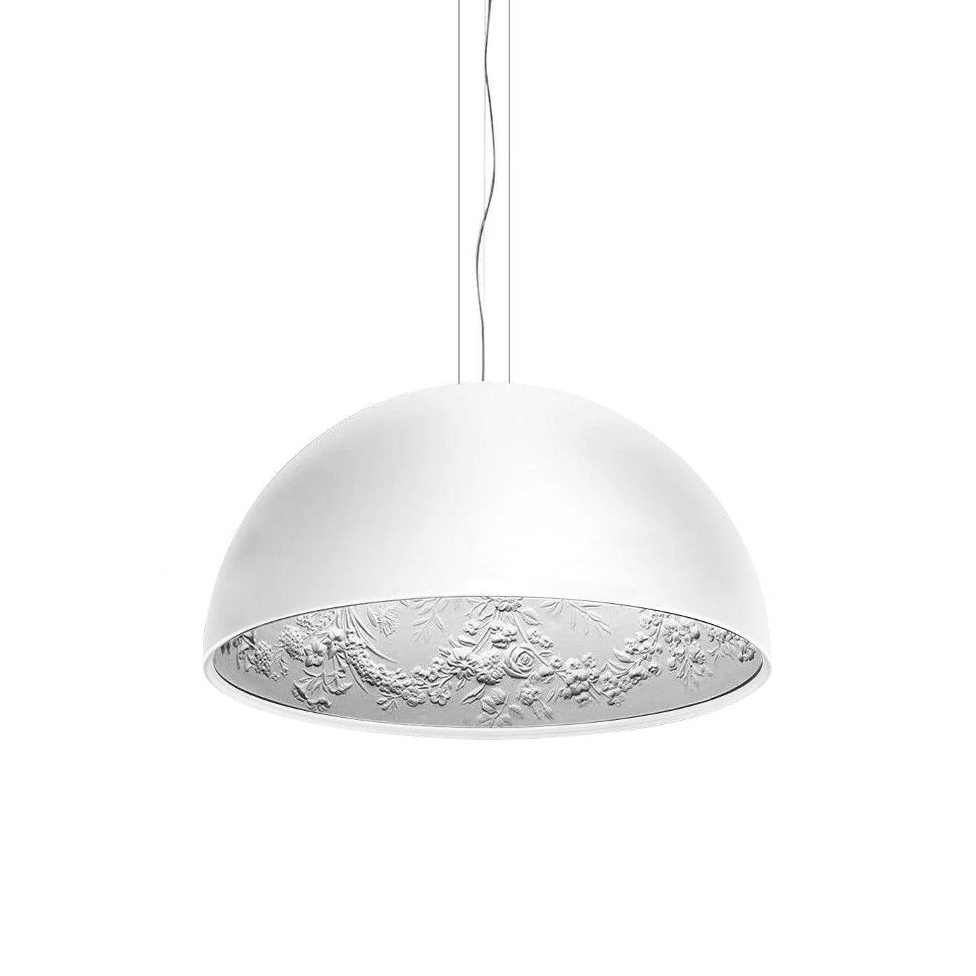 Suspension Dôme Noir avec Intérieur en Plâtre Embossé Élégant