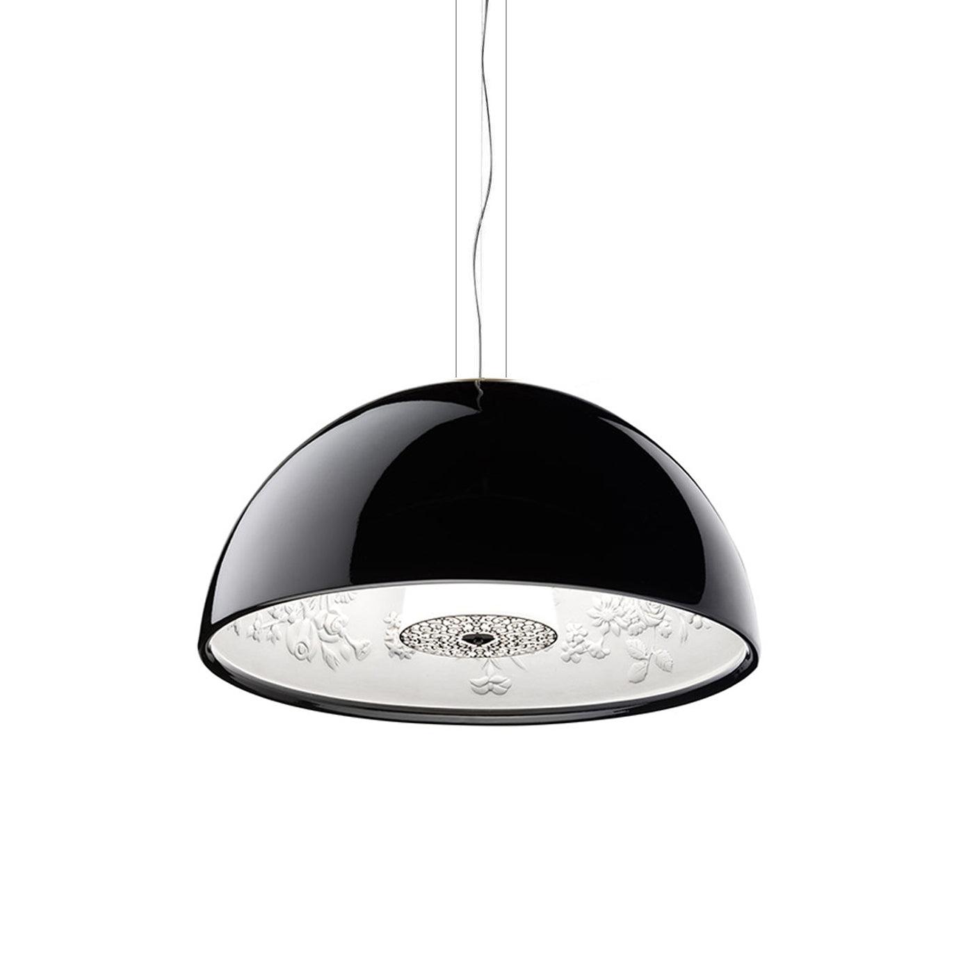 Suspension Dôme Noir avec Intérieur en Plâtre Embossé Élégant