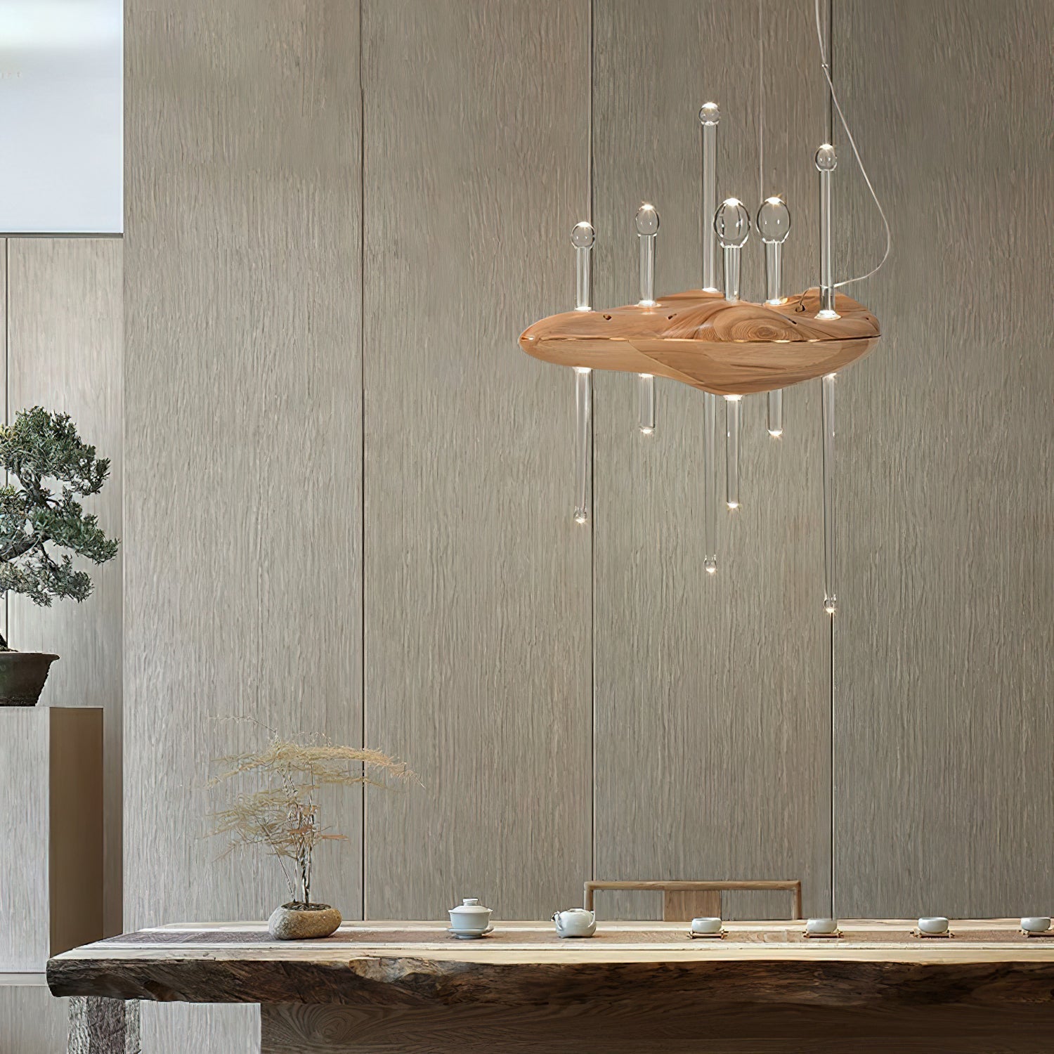 Umare Fantaisiste Chêne Verre Pendentif Lumière