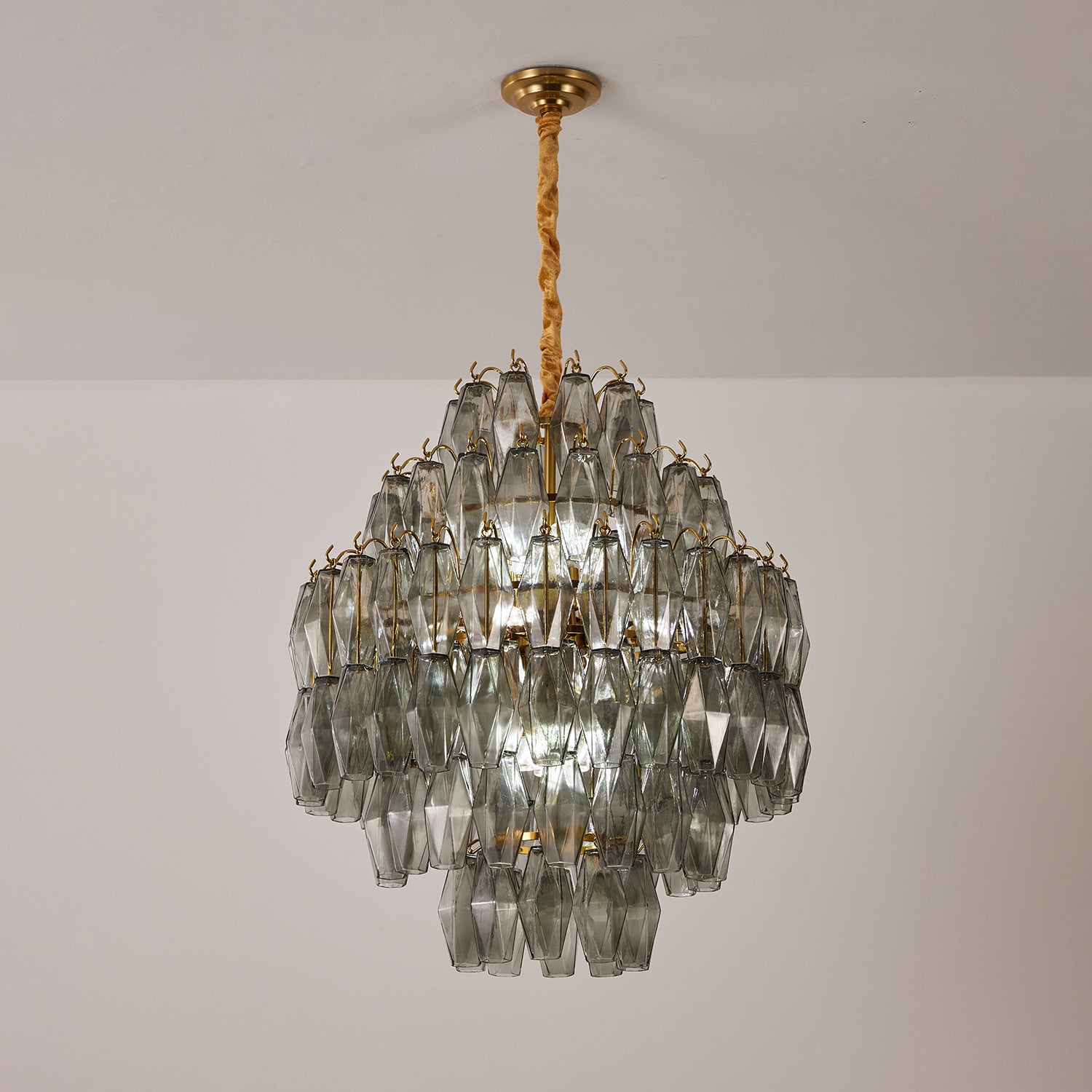 Aurora Lustre Fumée Gris Prisme Verre Superposé