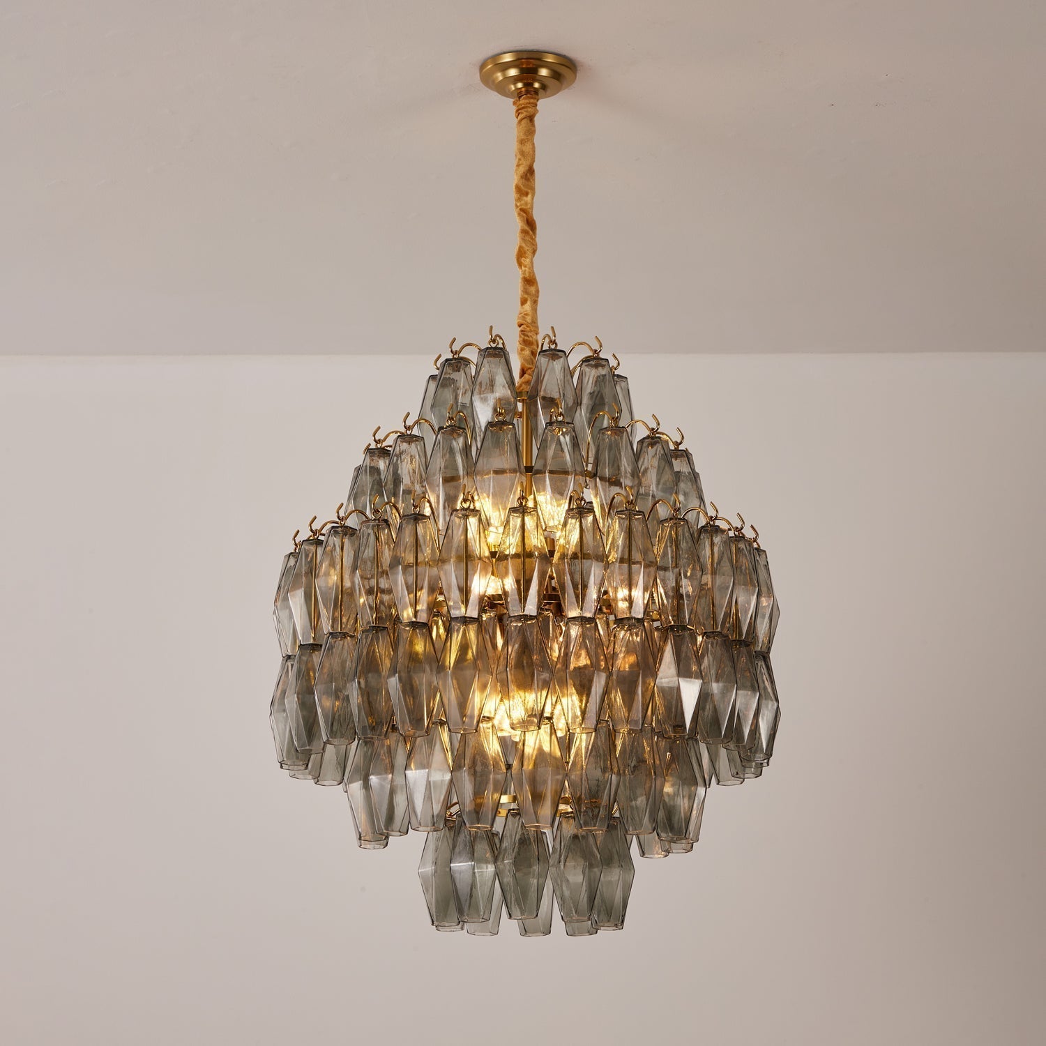 Aurora Lustre Fumée Gris Prisme Verre Superposé