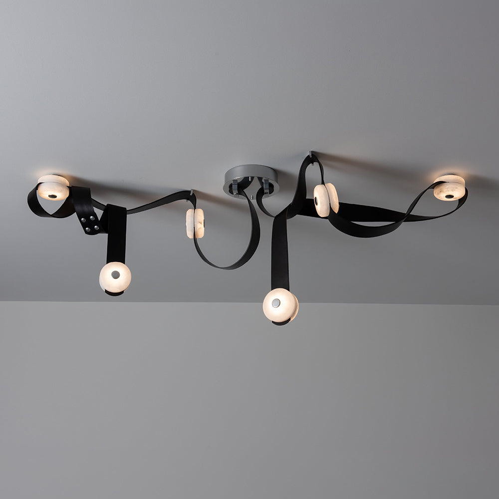 Elraearis Moderne Minimaliste LED Cuir Albâtre Lustre