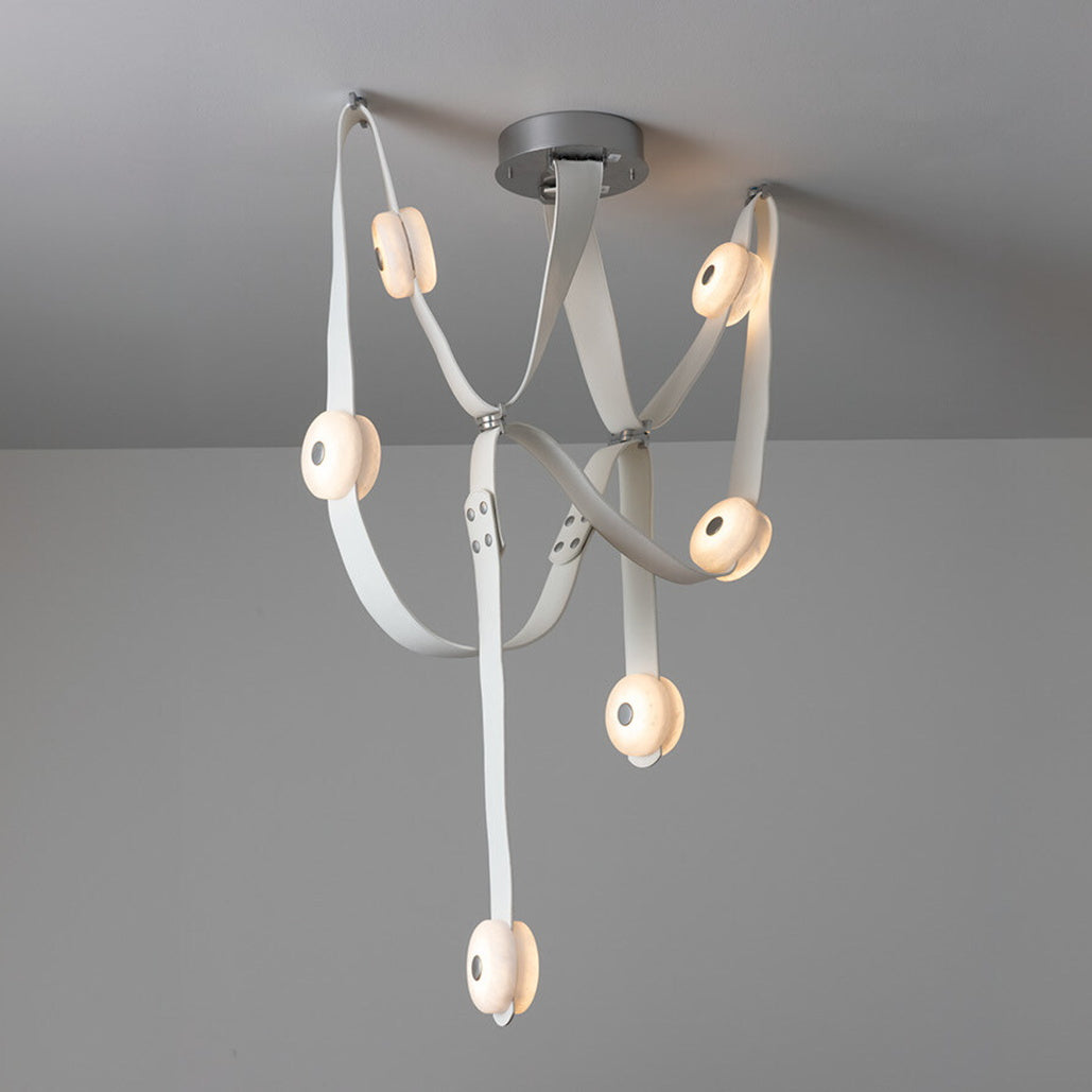 Elraearis Moderne Minimaliste LED Cuir Albâtre Lustre