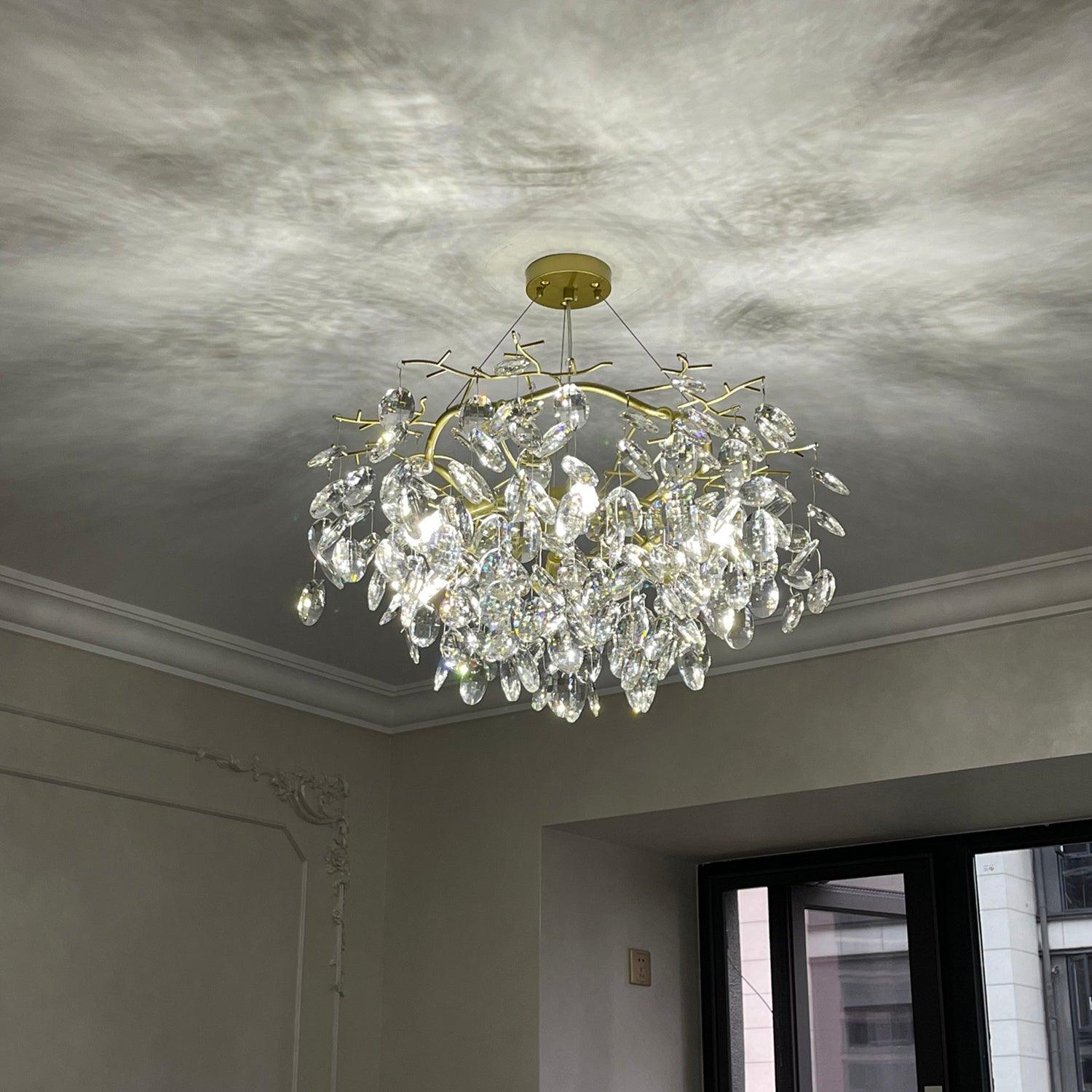 Lustra Lustre Cristal Branche Or LED