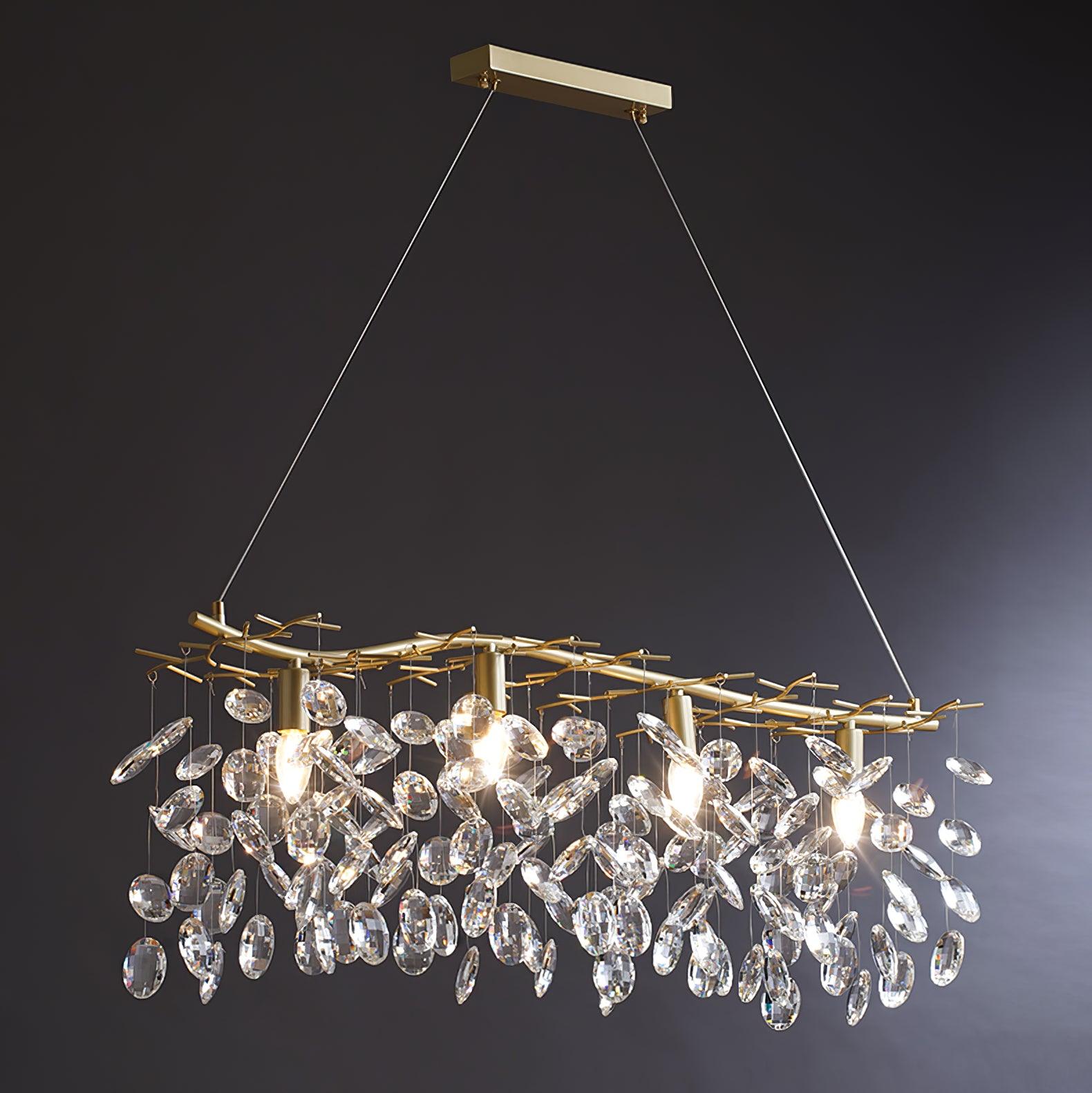 Lustra Lustre Cristal Branche Or LED