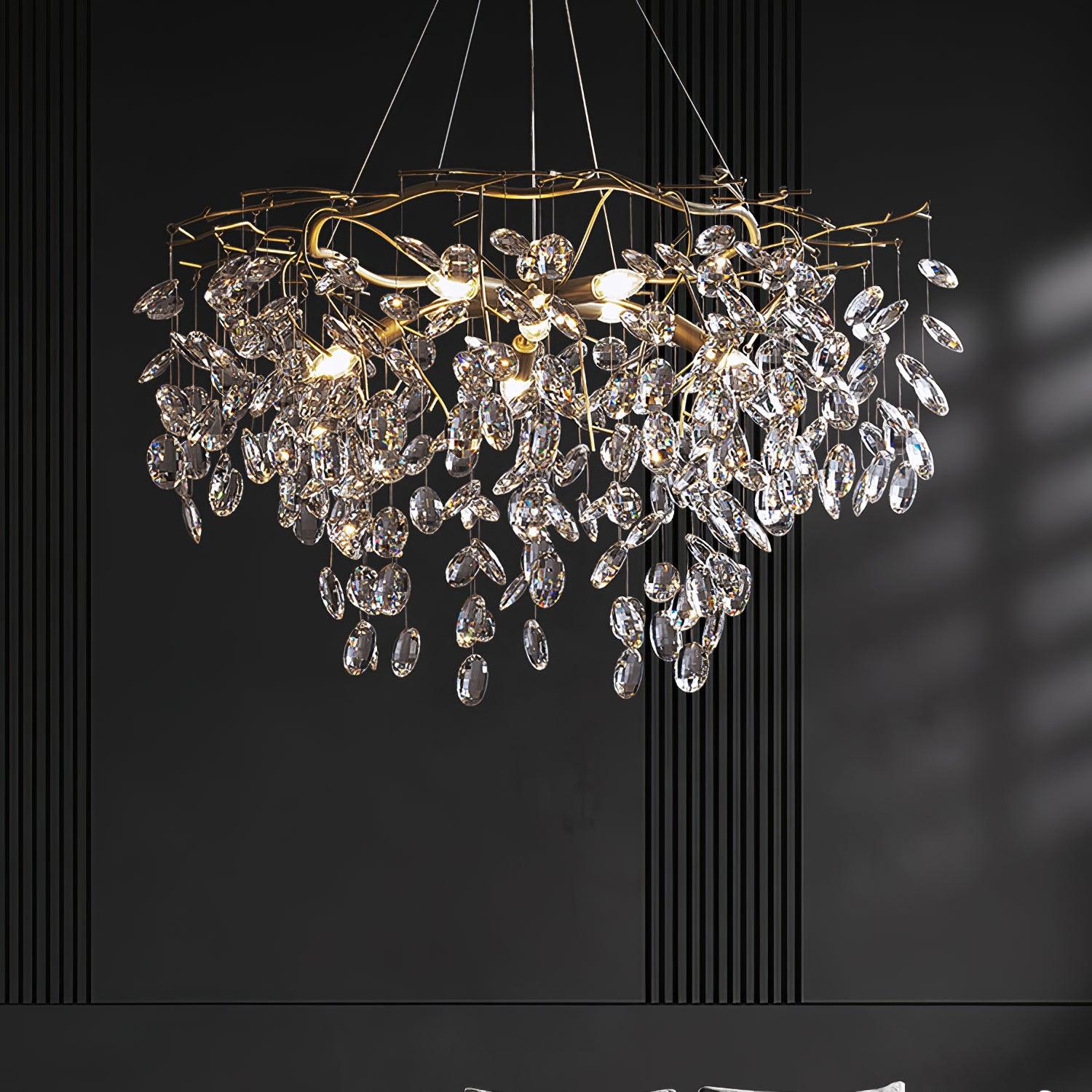 Lustra Lustre Cristal Branche Or LED