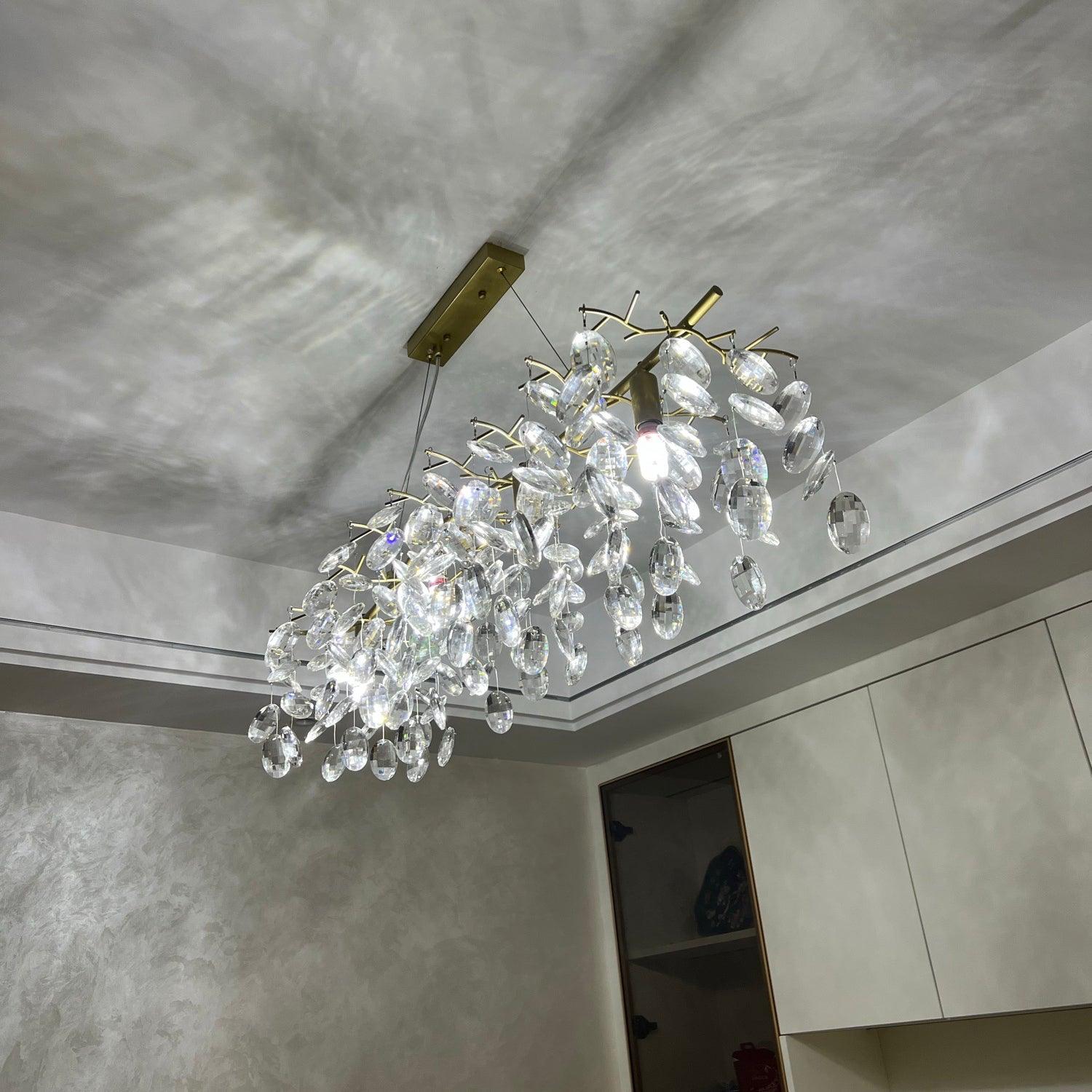Lustra Lustre Cristal Branche Or LED