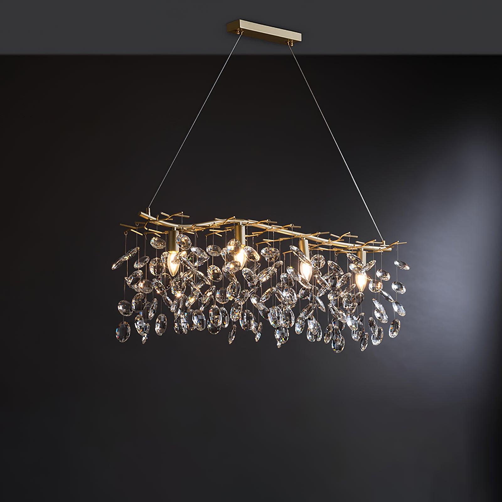 Lustra Lustre Cristal Branche Or LED