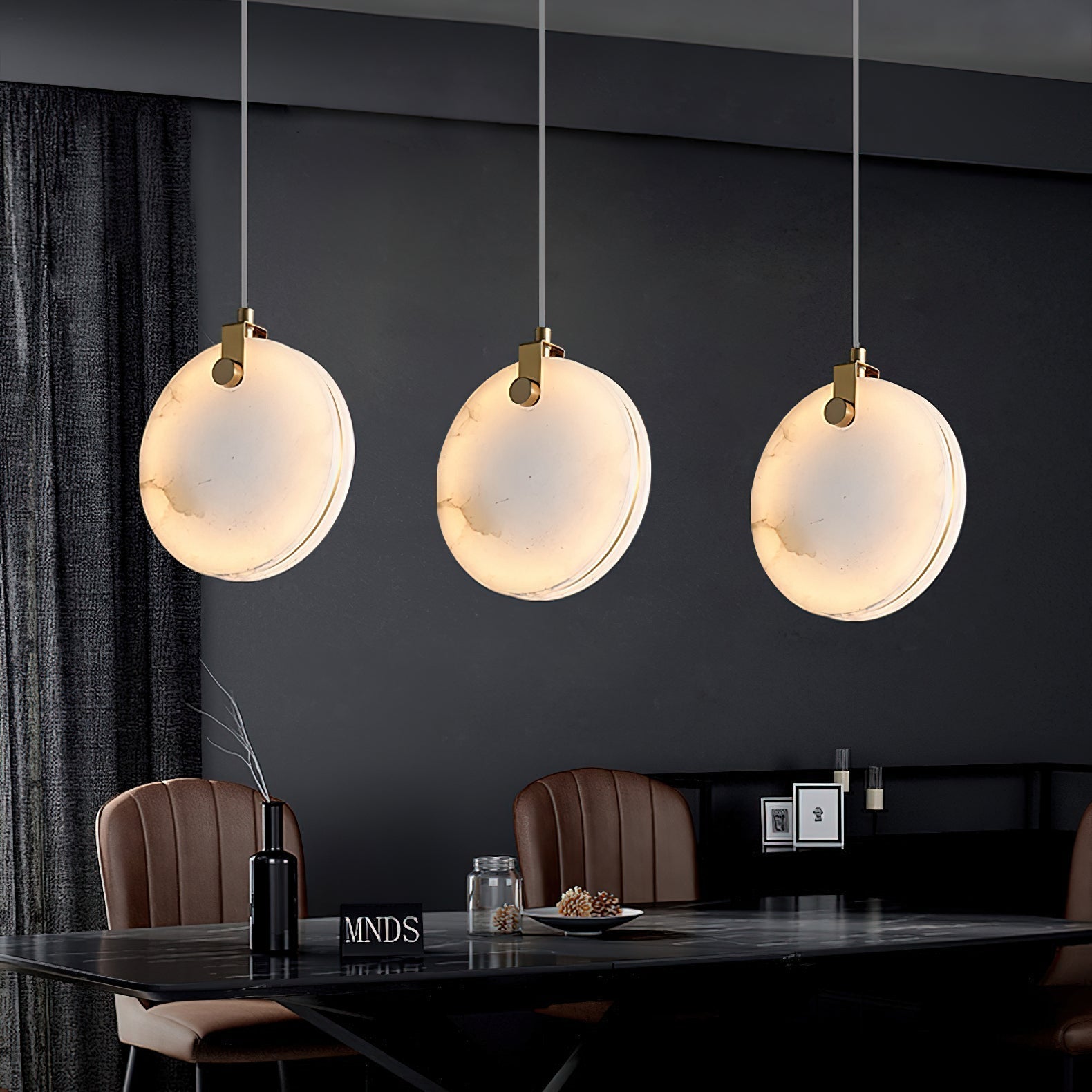 Utalionis Moderne Minimaliste Laiton Albâtre Suspension