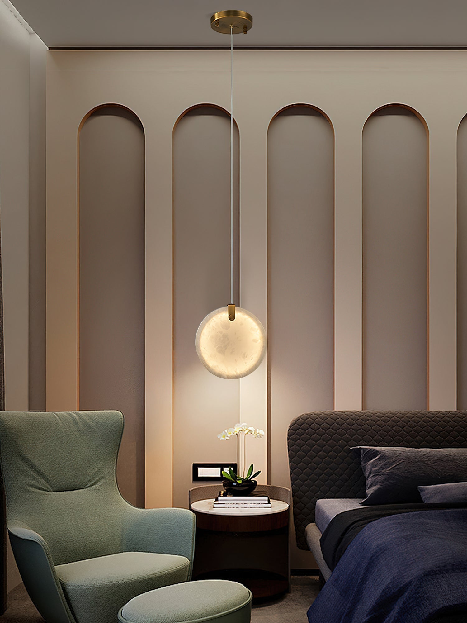 Utalionis Moderne Minimaliste Laiton Albâtre Suspension