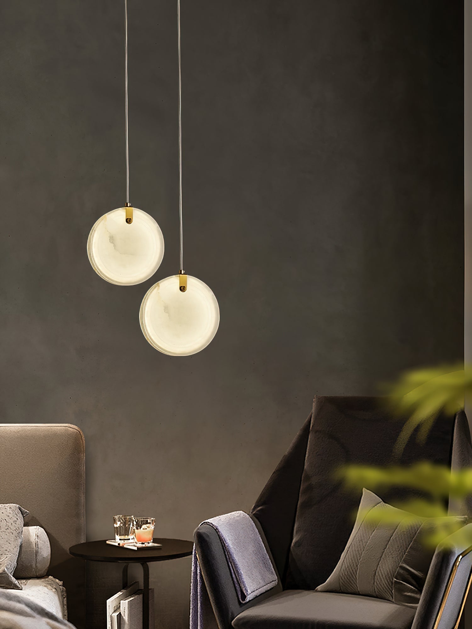 Utalionis Moderne Minimaliste Laiton Albâtre Suspension