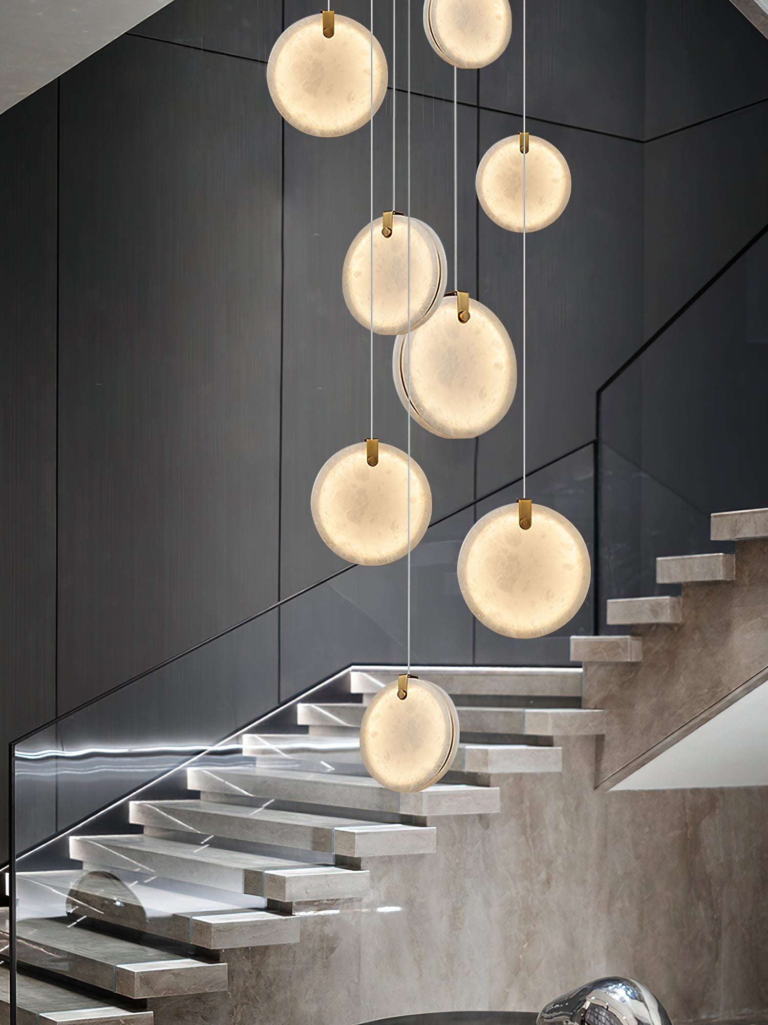 Utalionis Moderne Minimaliste Laiton Albâtre Suspension