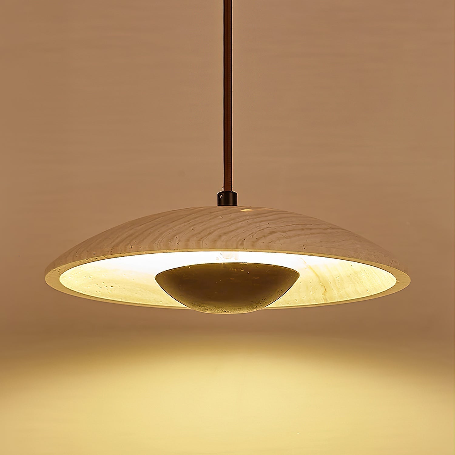 Zodore Large-Bord Travertin Pendentif Lumière