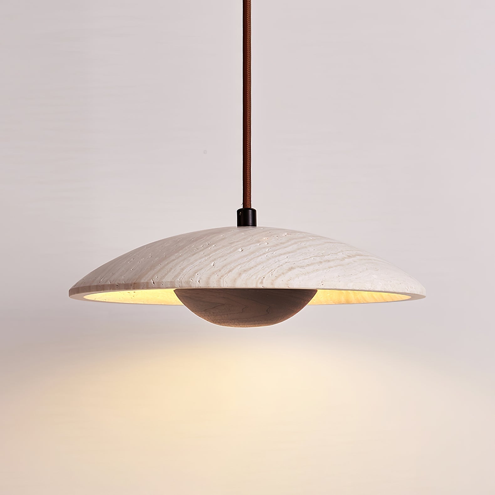Zodore Large-Bord Travertin Pendentif Lumière