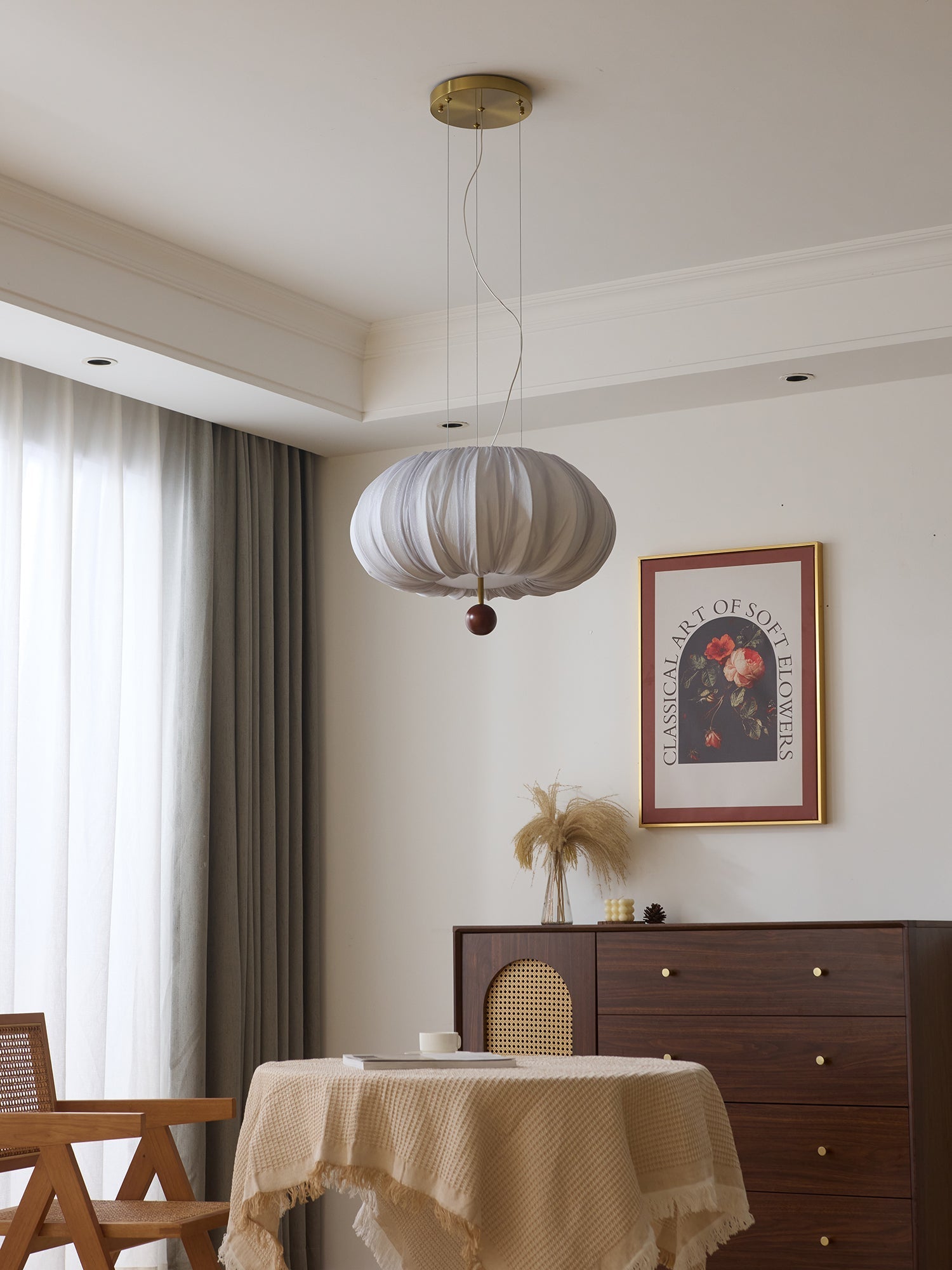 Vasilen Lampe Plafonnier Premium Art Nordic Ballon Bois Tissu