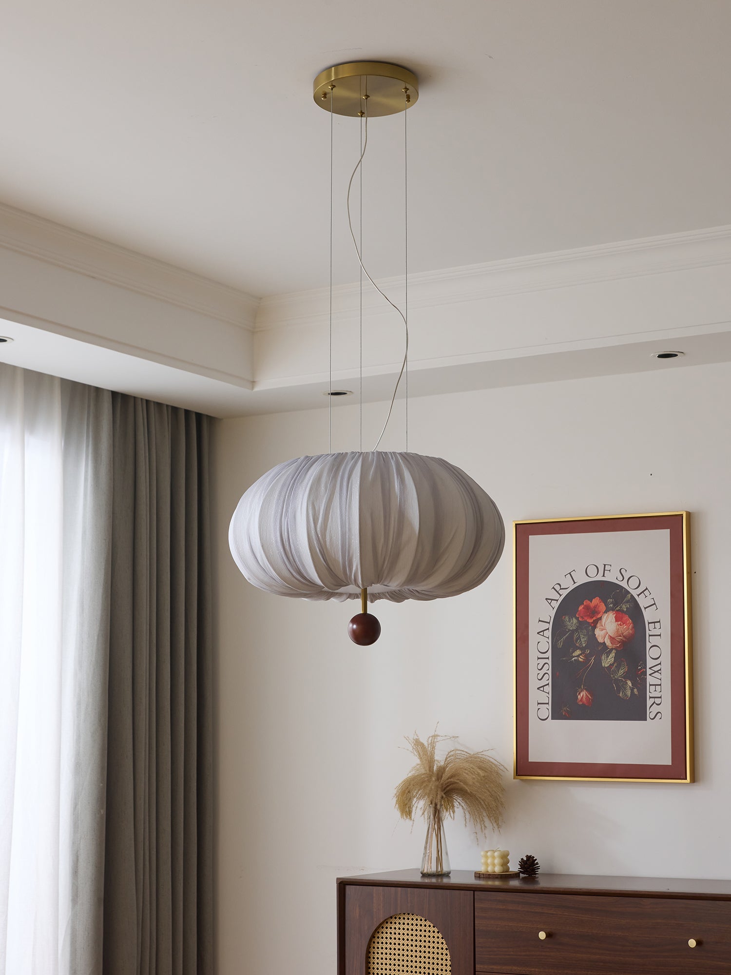 Vasilen Lampe Plafonnier Premium Art Nordic Ballon Bois Tissu