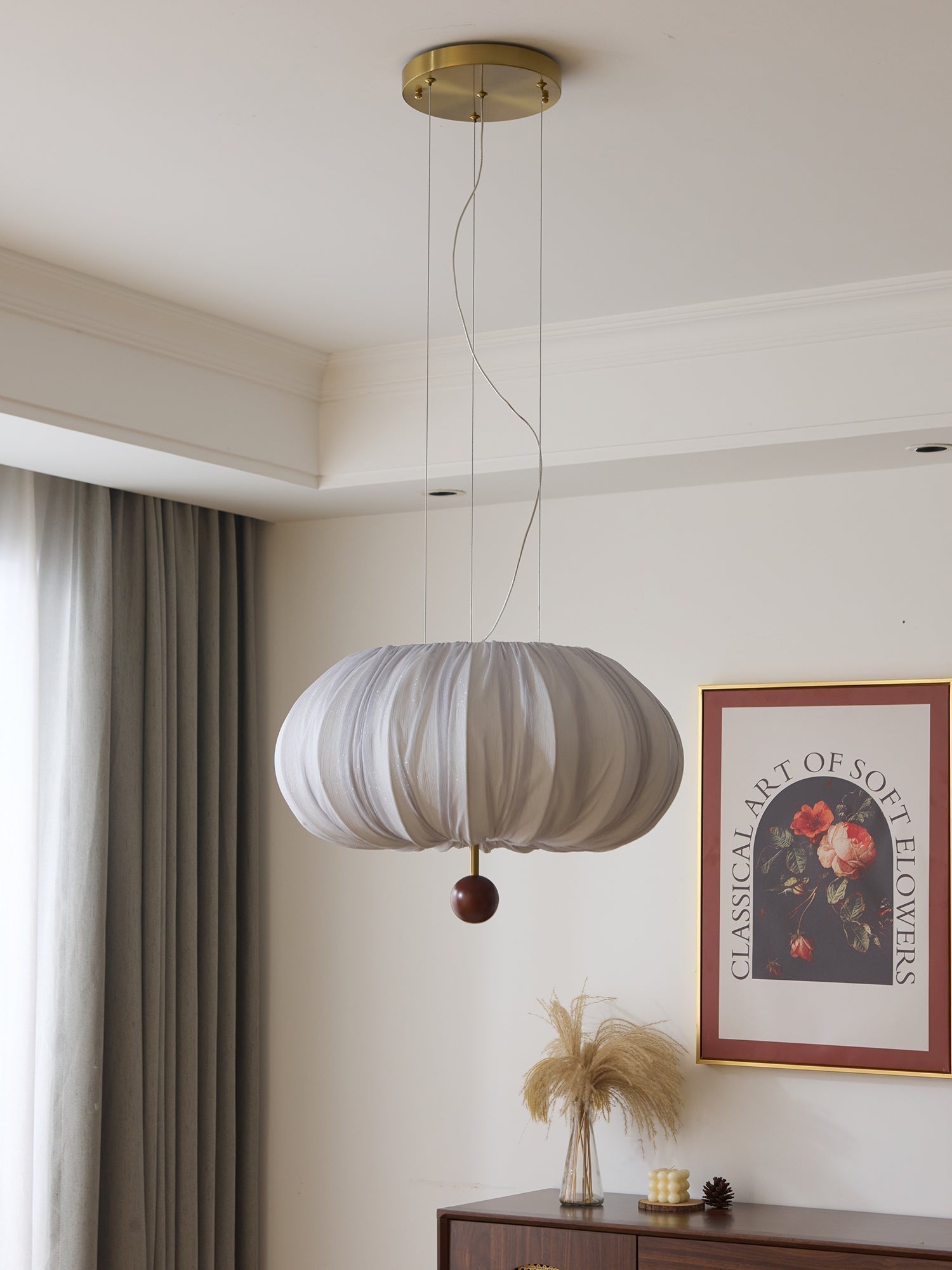 Vasilen Lampe Plafonnier Premium Art Nordic Ballon Bois Tissu