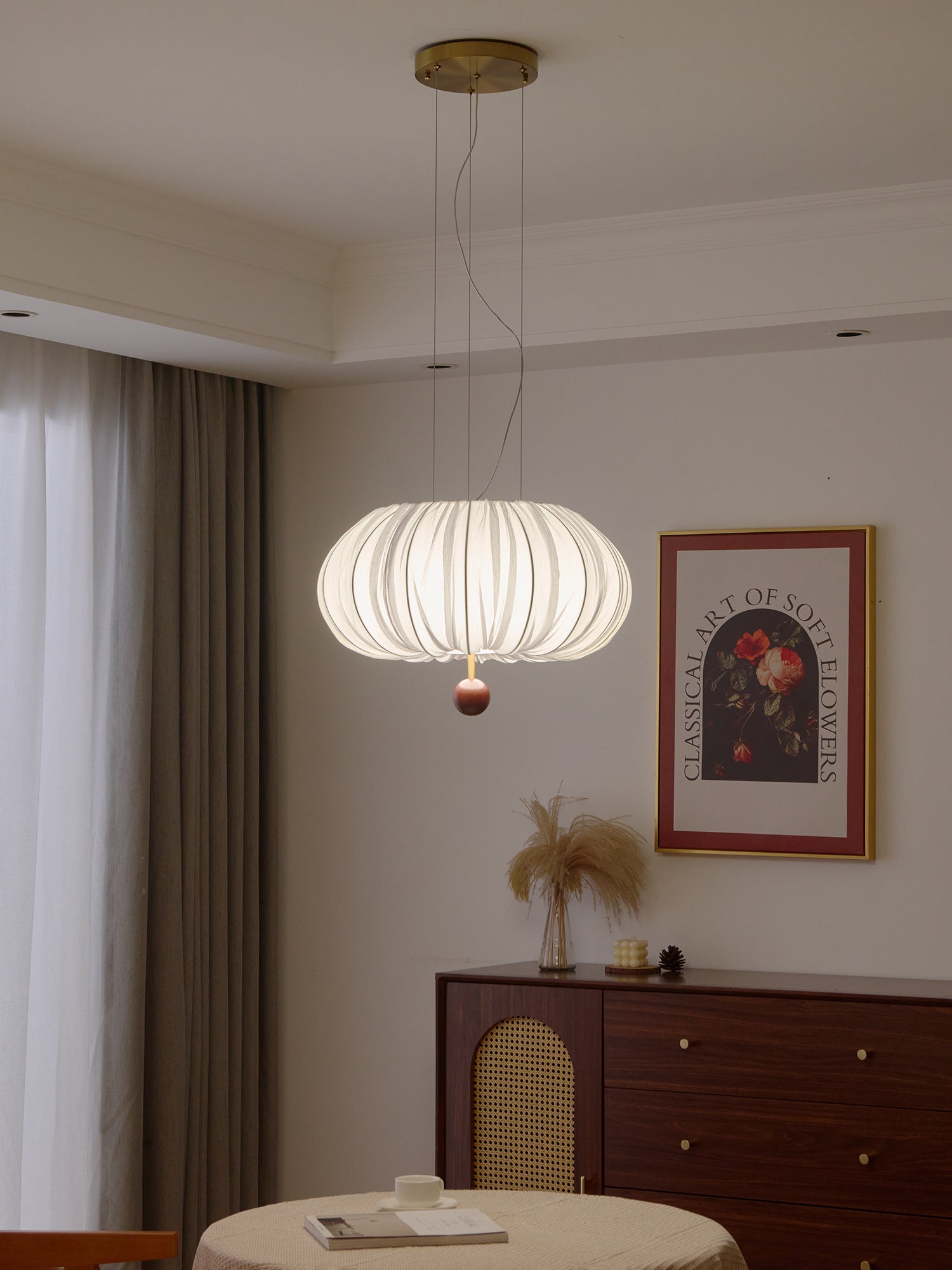 Vasilen Lampe Plafonnier Premium Art Nordic Ballon Bois Tissu