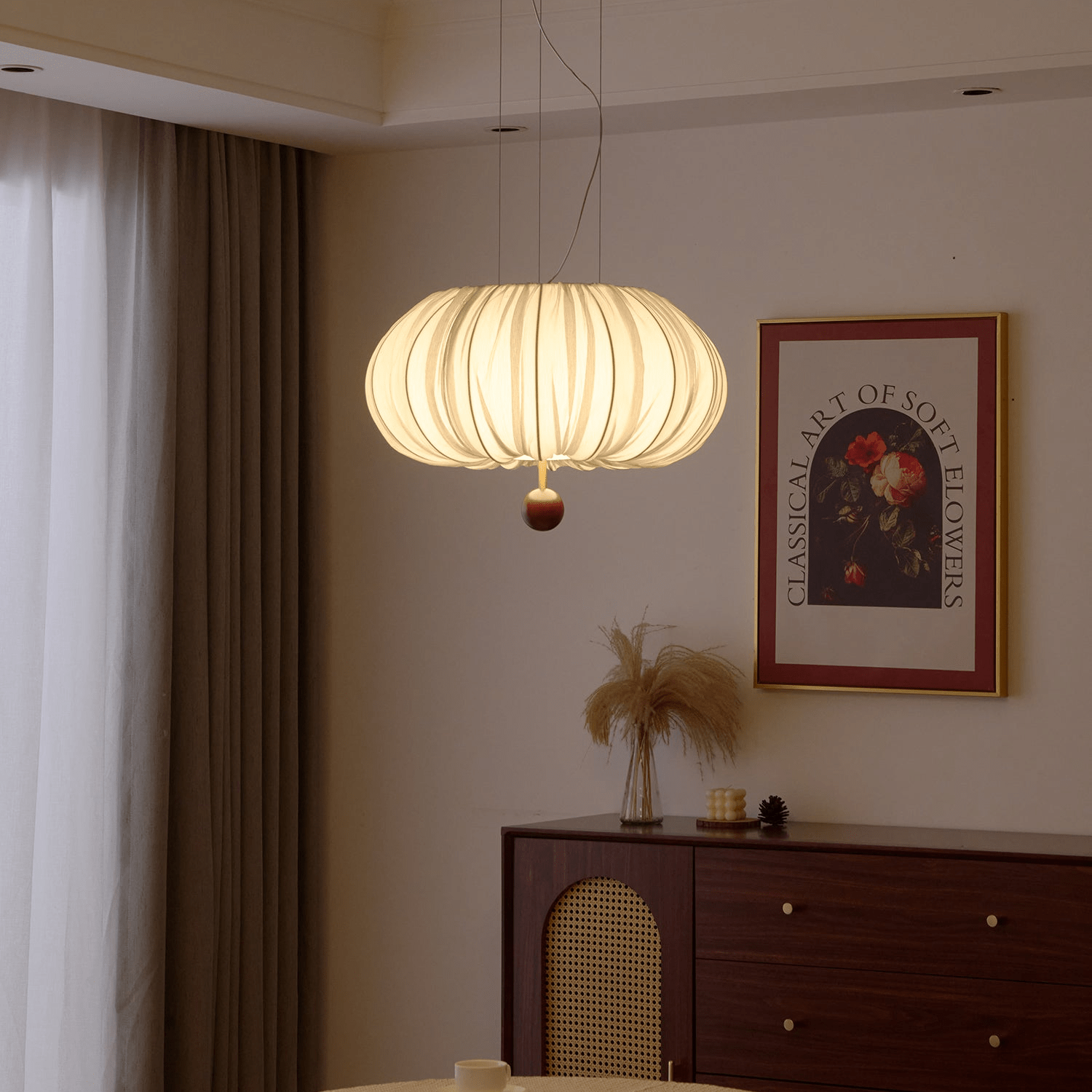 Vasilen Lampe Plafonnier Premium Art Nordic Ballon Bois Tissu