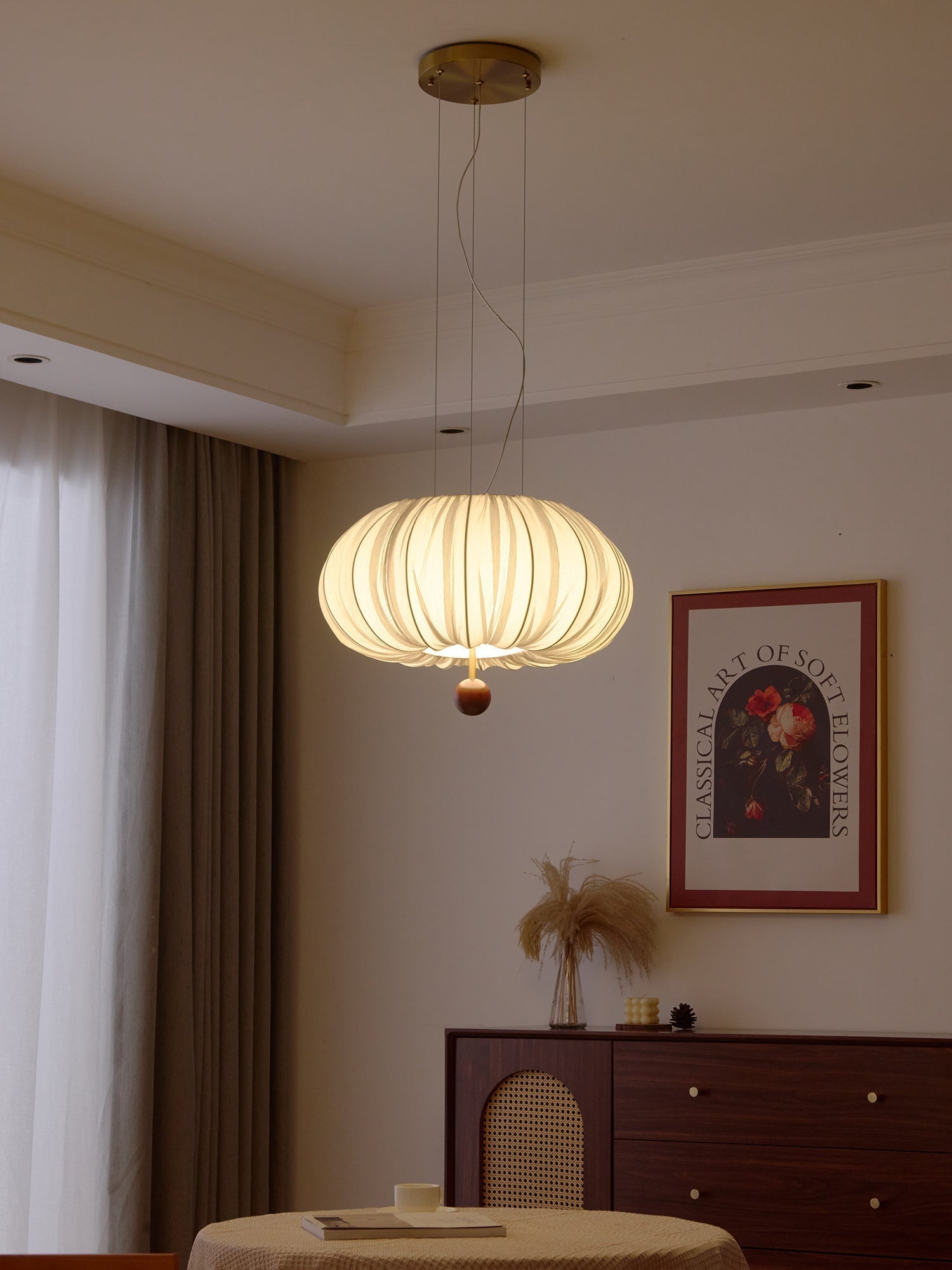 Vasilen Lampe Plafonnier Premium Art Nordic Ballon Bois Tissu