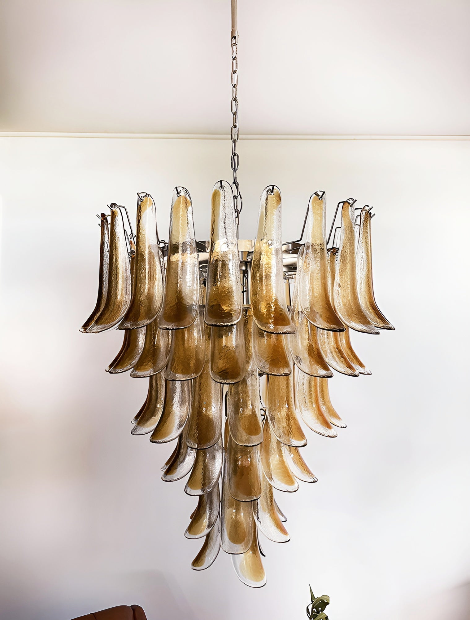 Aurora Lustre Ambre Verre Pétales Superposé Luxe