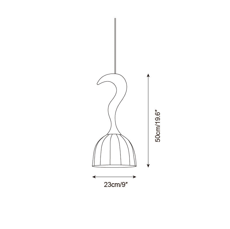 Solia Suspension Tige Courbée Tissu Bois