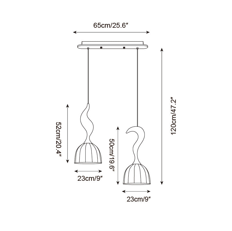 Solia Suspension Tige Courbée Tissu Bois