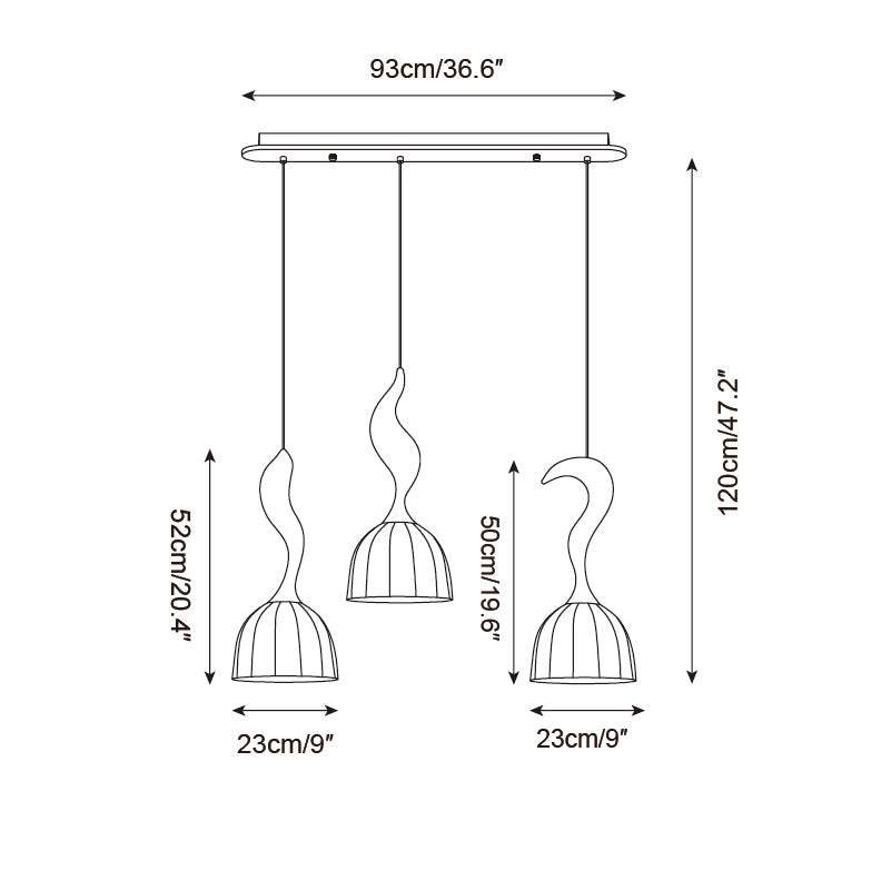 Solia Suspension Tige Courbée Tissu Bois