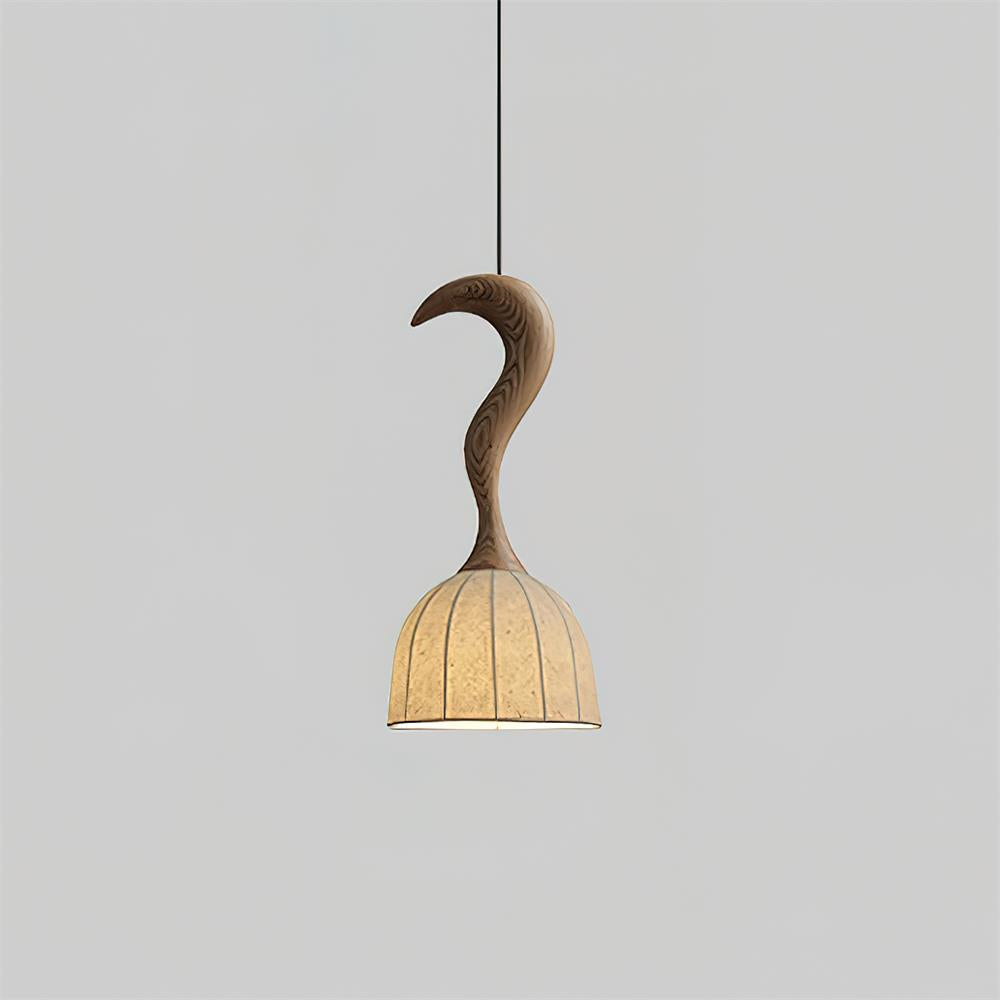 Solia Suspension Tige Courbée Tissu Bois