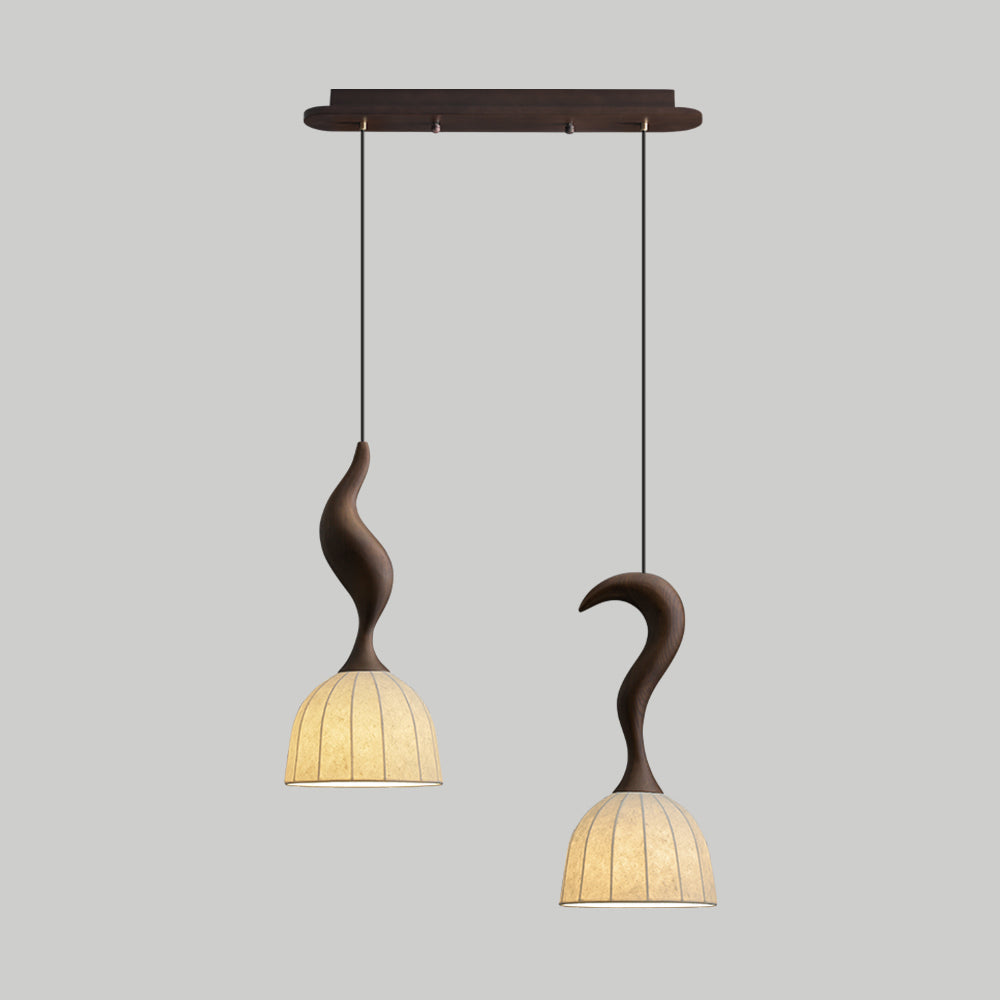 Solia Suspension Tige Courbée Tissu Bois