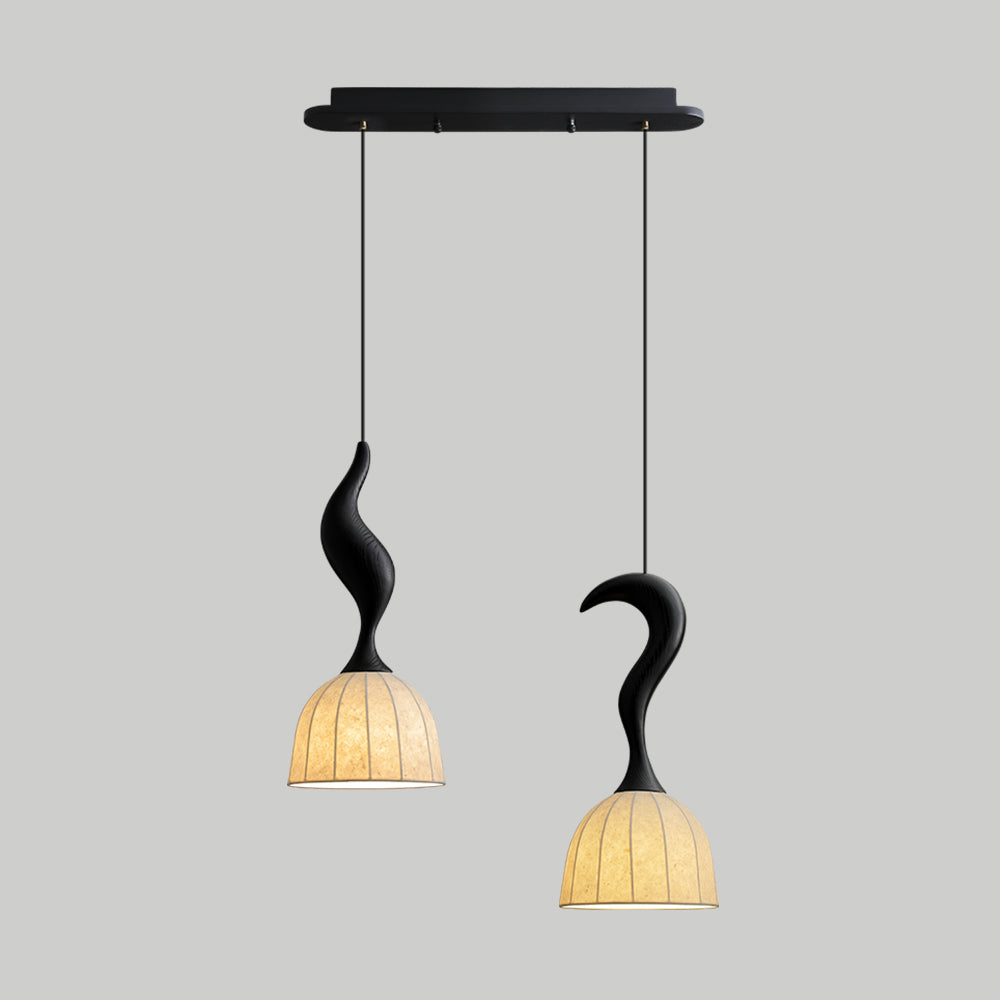 Solia Suspension Tige Courbée Tissu Bois
