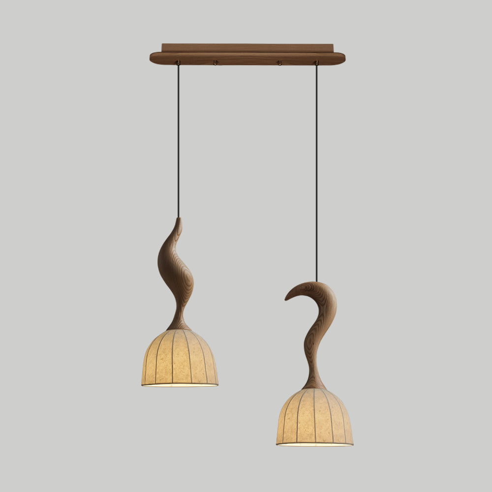 Solia Suspension Tige Courbée Tissu Bois