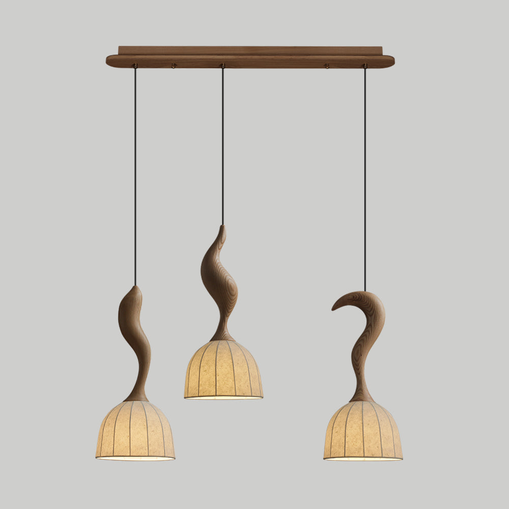 Solia Suspension Tige Courbée Tissu Bois