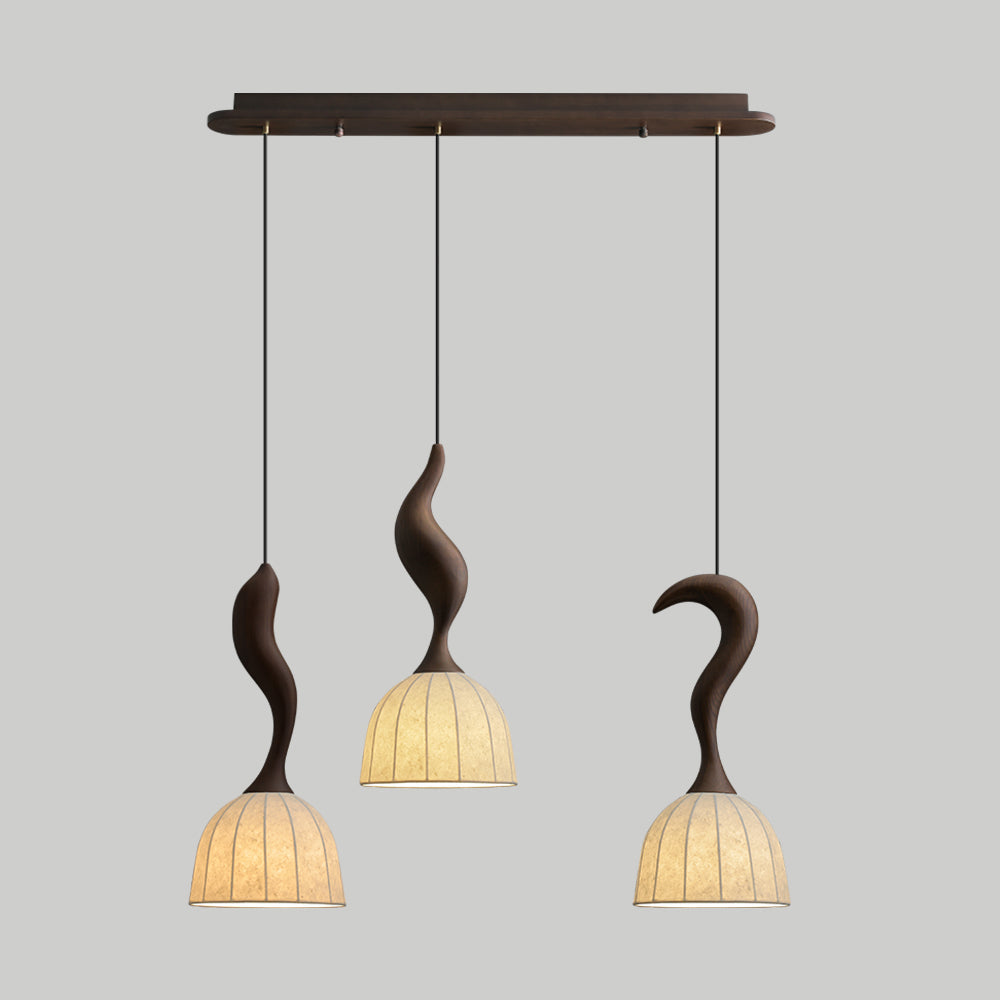 Solia Suspension Tige Courbée Tissu Bois