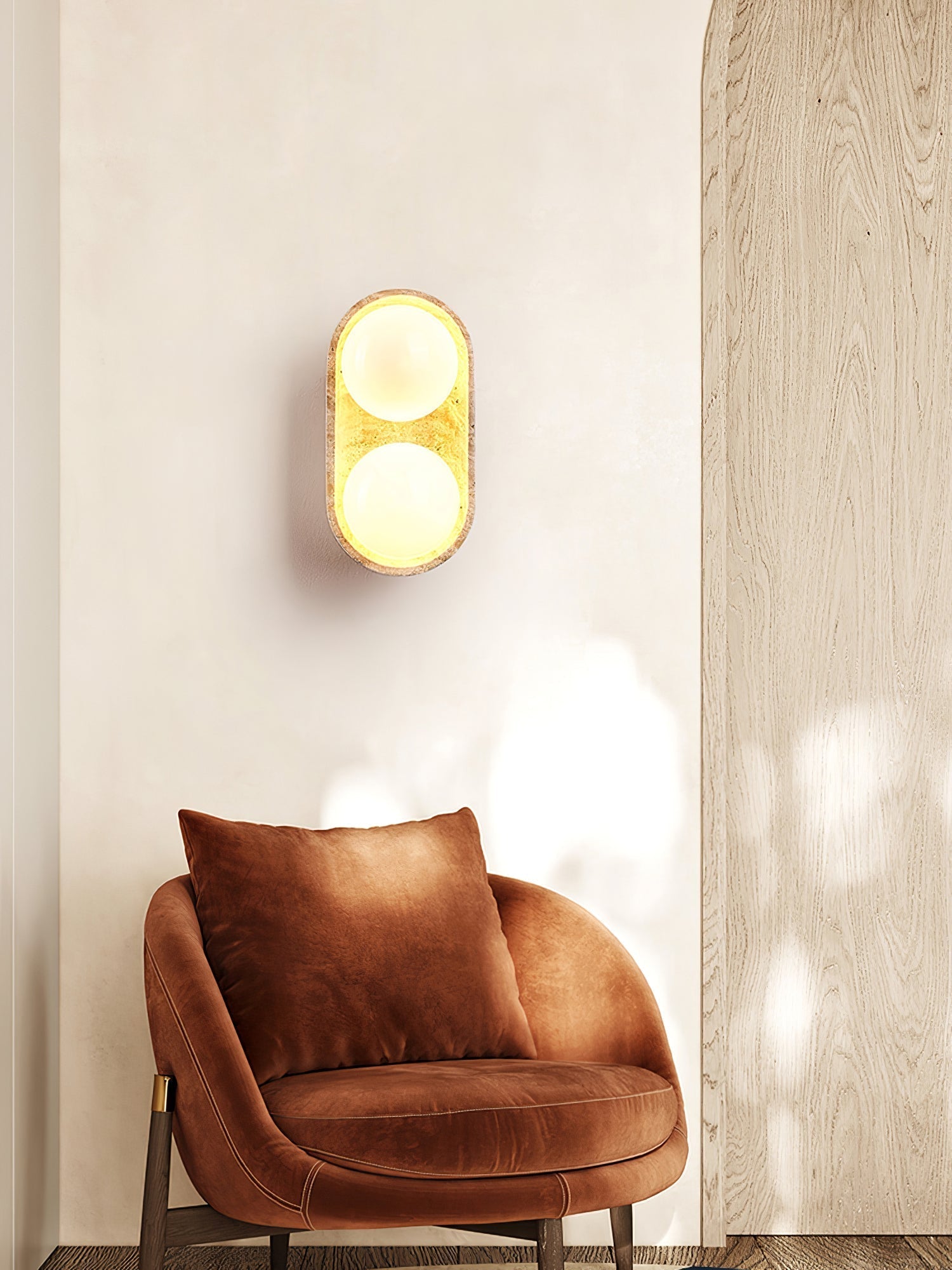 Trio Applique Murale Globe en Travertin