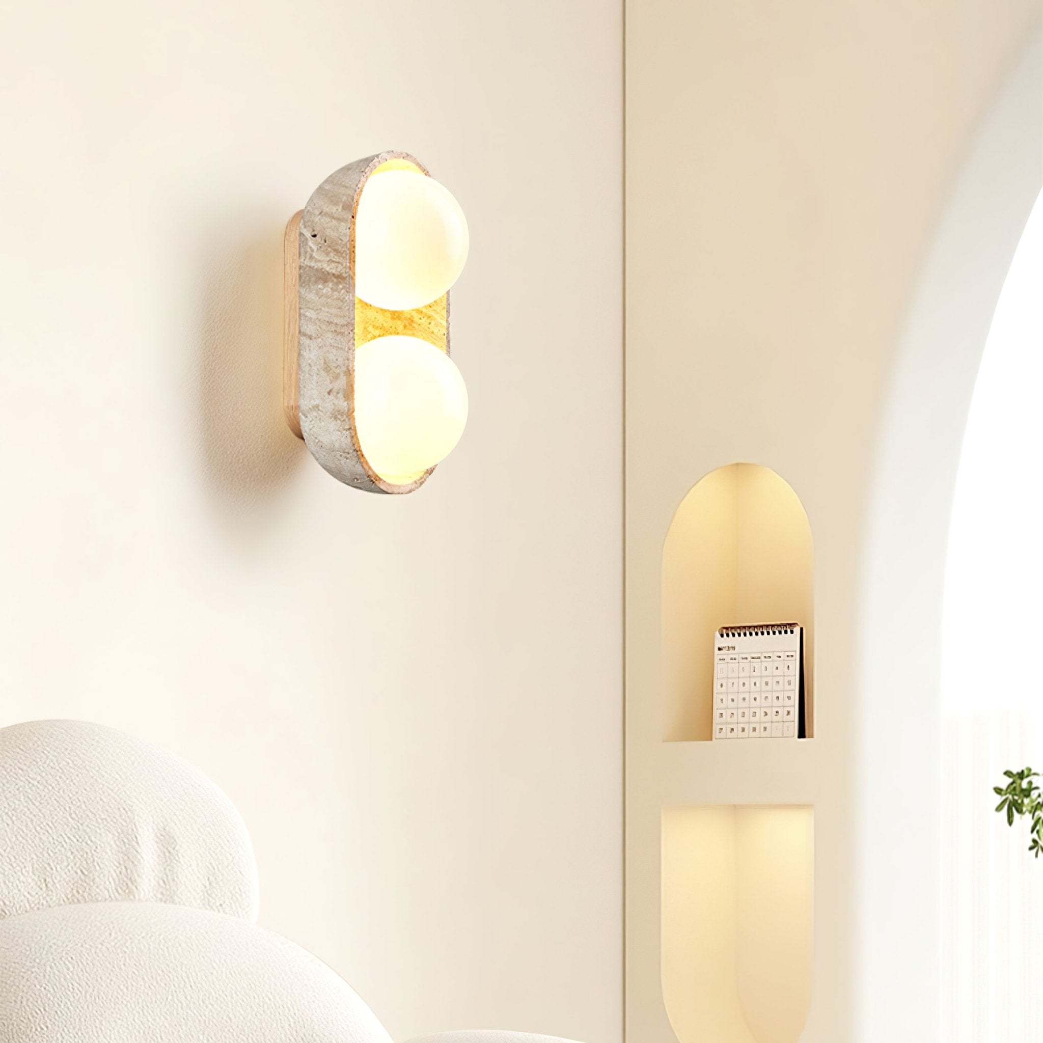 Trio Applique Murale Globe en Travertin