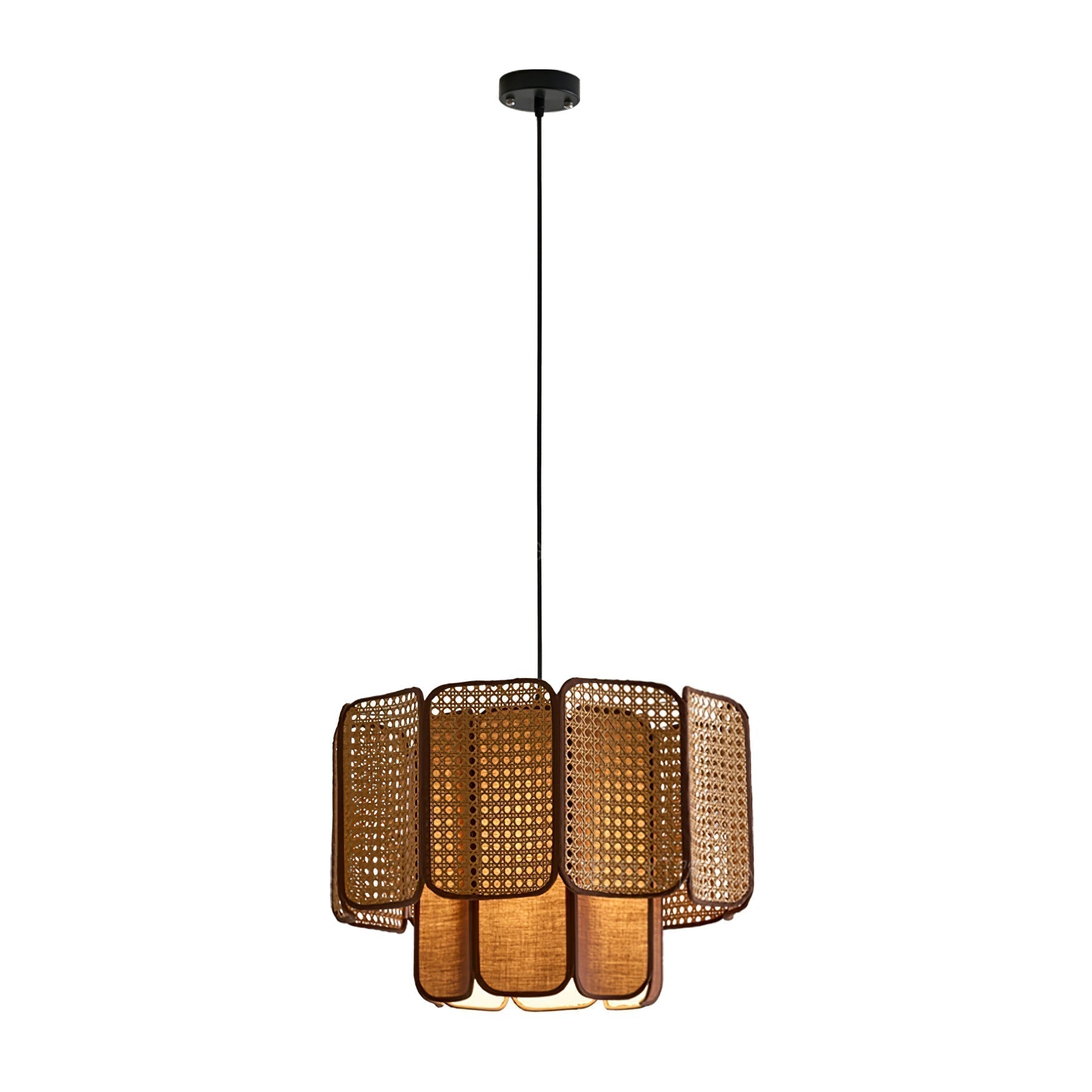 Cane Lampe Suspendue Vintage en Tissu