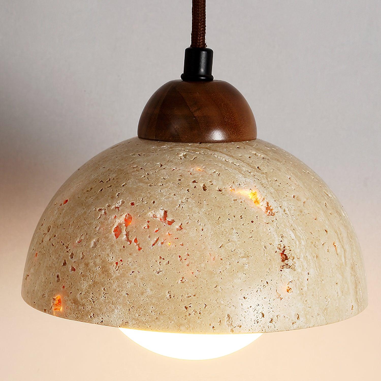Suspension Bois Dessus Jaune Travertin Verre Blanc Beige Moderne
