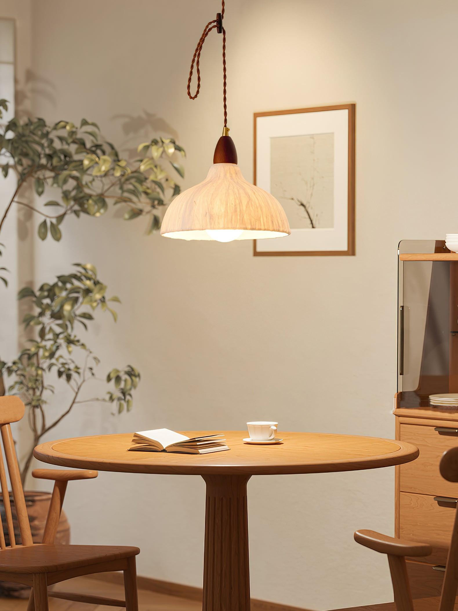 Vellara Papier & Bois Pendentif Lampe