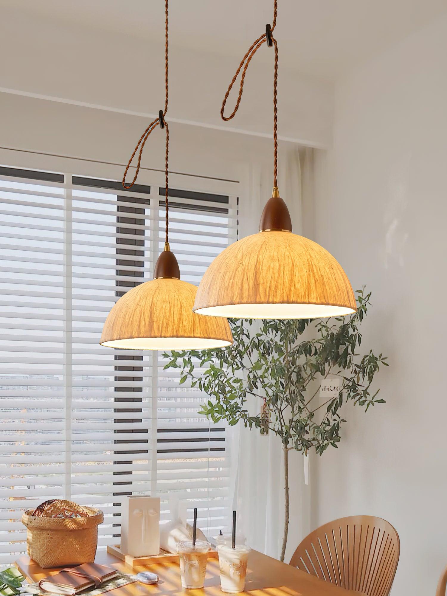 Vellara Papier & Bois Pendentif Lampe