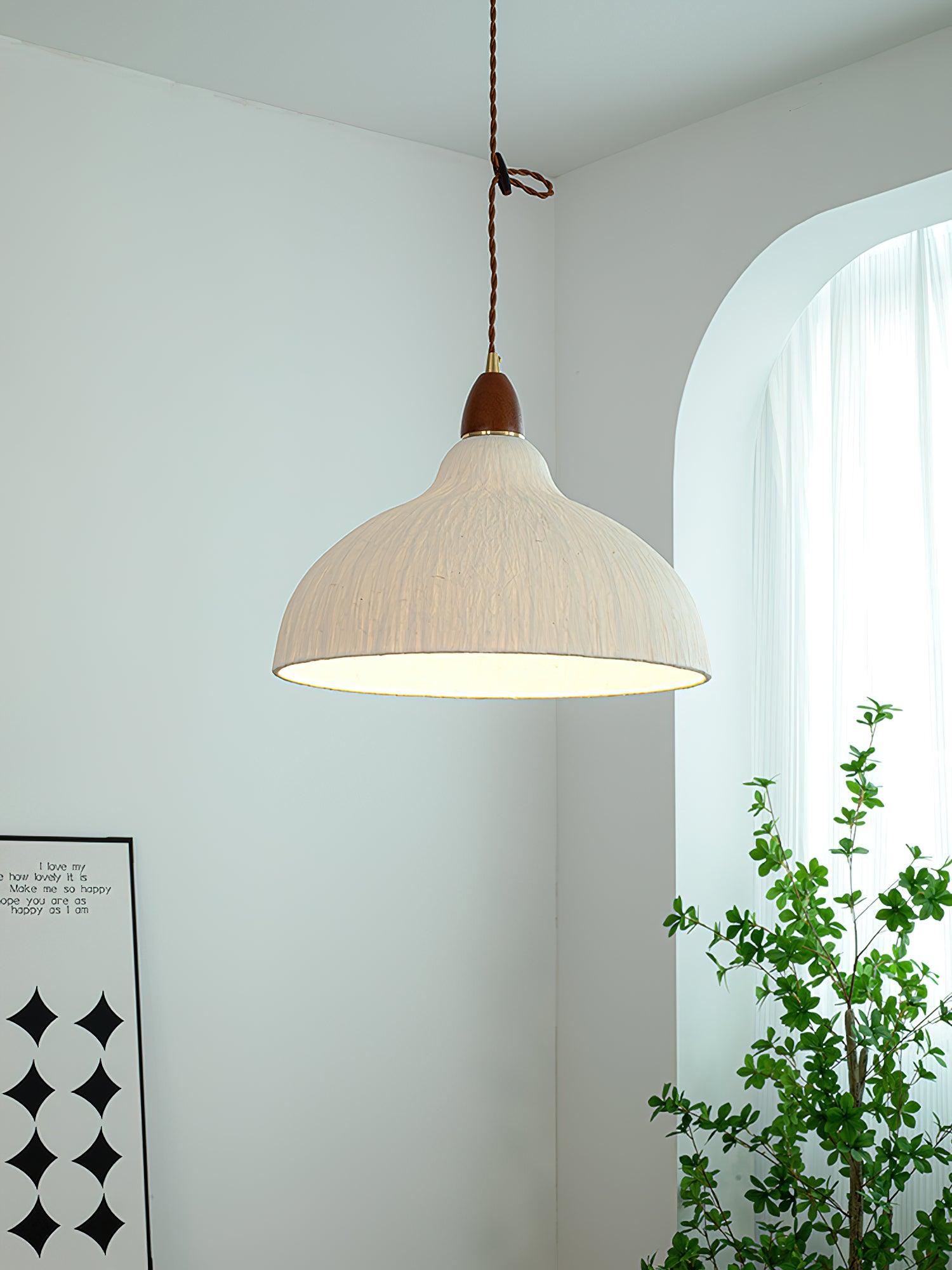 Vellara Papier & Bois Pendentif Lampe