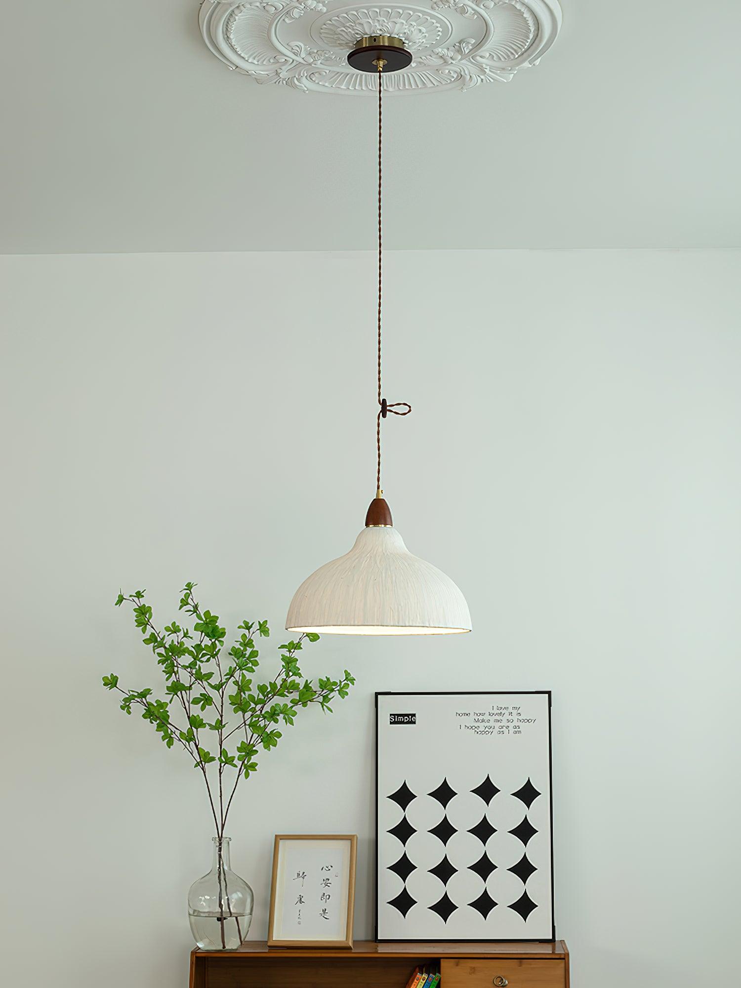 Vellara Papier & Bois Pendentif Lampe