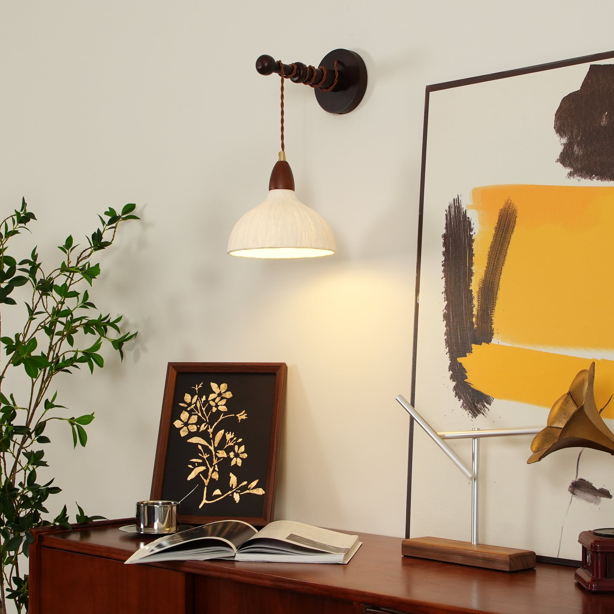 Vitheos Applique Murale en Bois Noyer Naturel Élégante