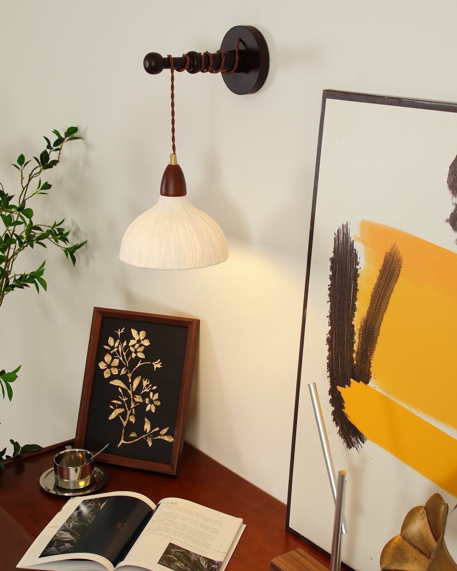 Vitheos Applique Murale en Bois Noyer Naturel Élégante