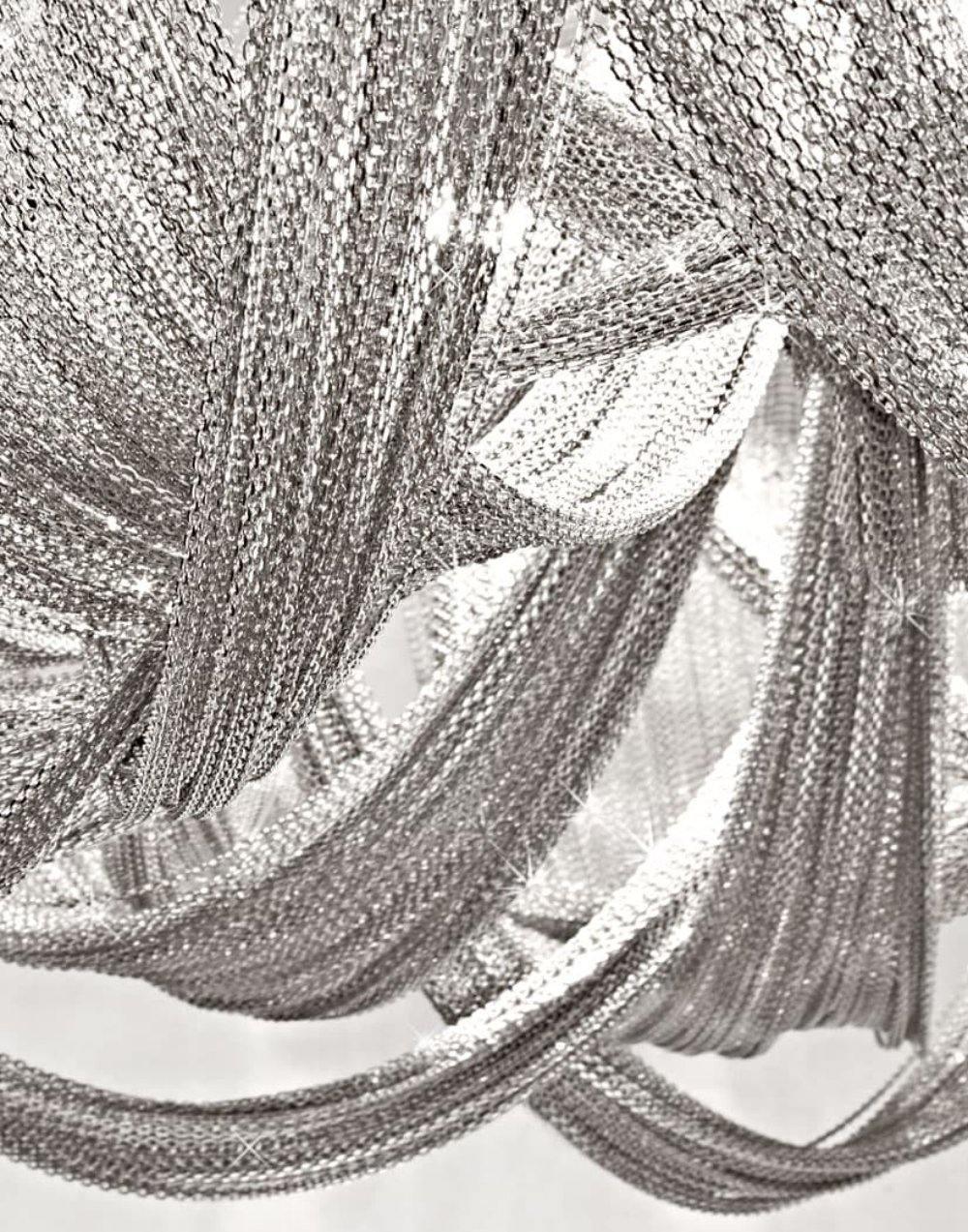 Lustra Plafonnier Frange Chaîne Cadre Nickel