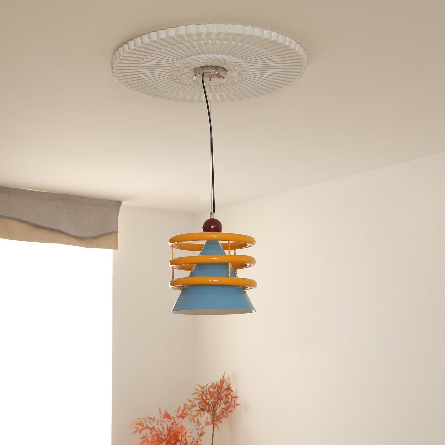 Sowden Suspension Cône Bleu Anneaux Orange