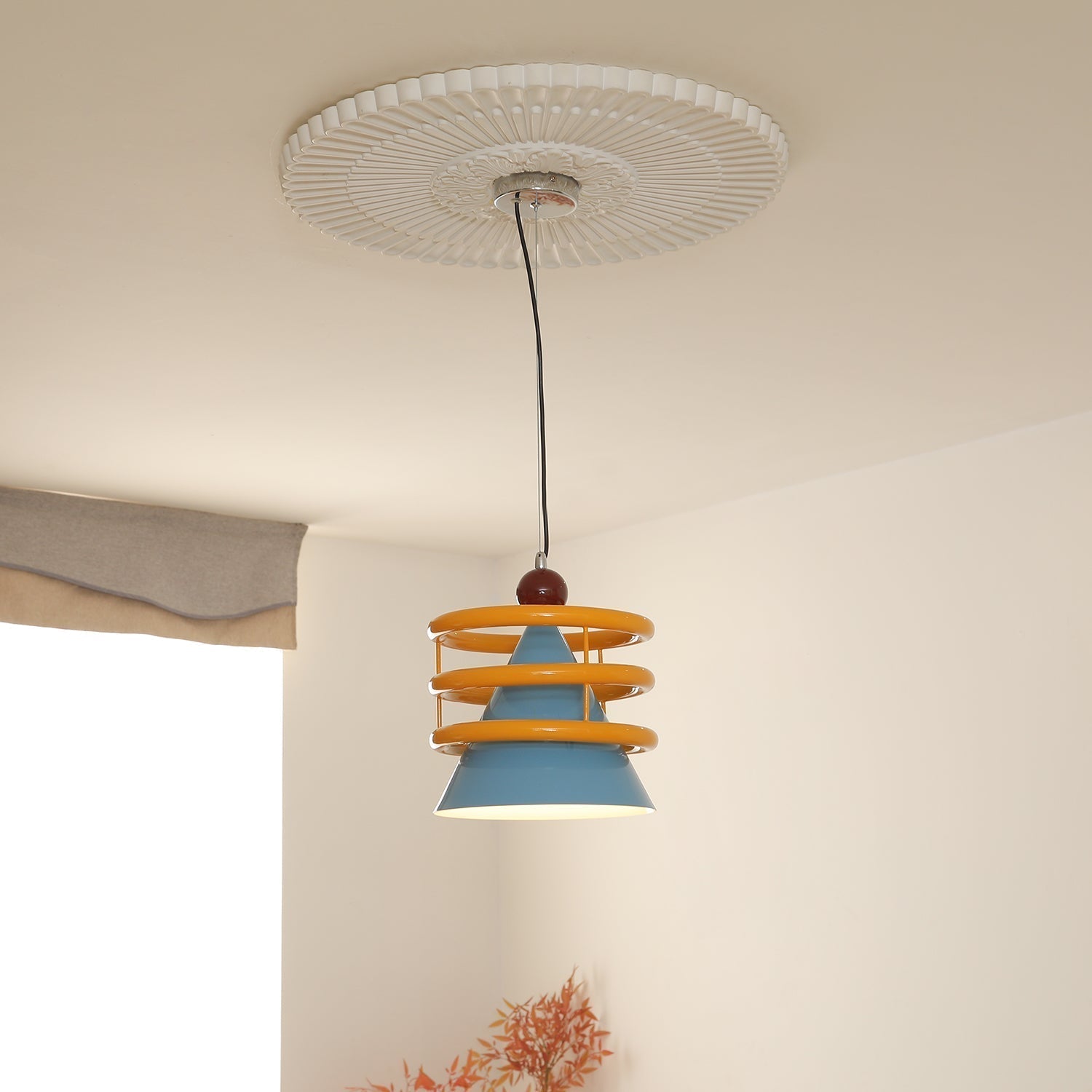 Sowden Suspension Cône Bleu Anneaux Orange