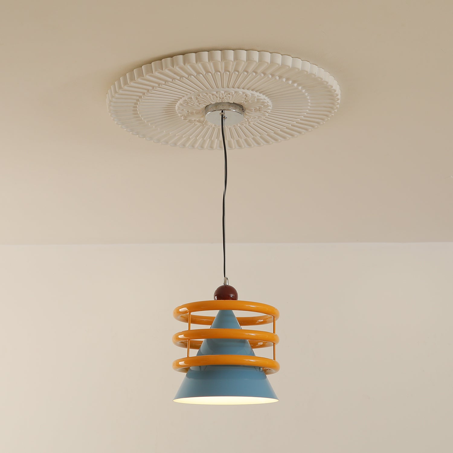 Sowden Suspension Cône Bleu Anneaux Orange